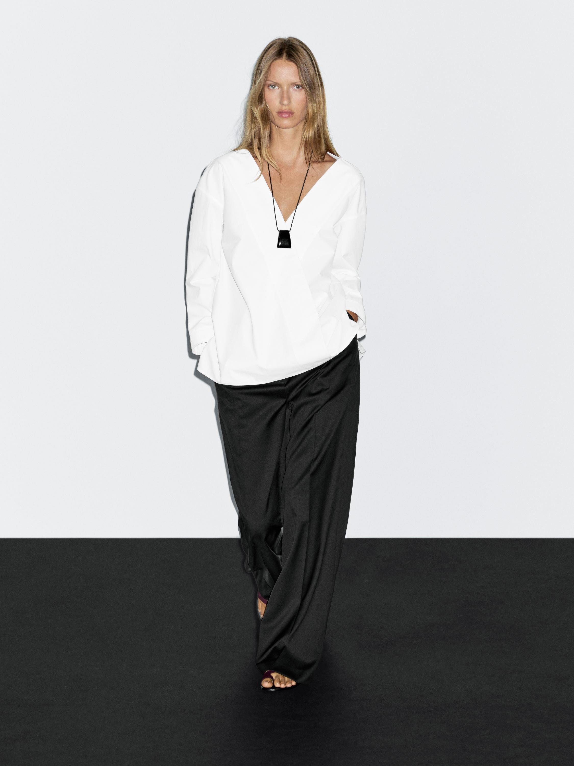 Blouse cache-cœur 100 % coton