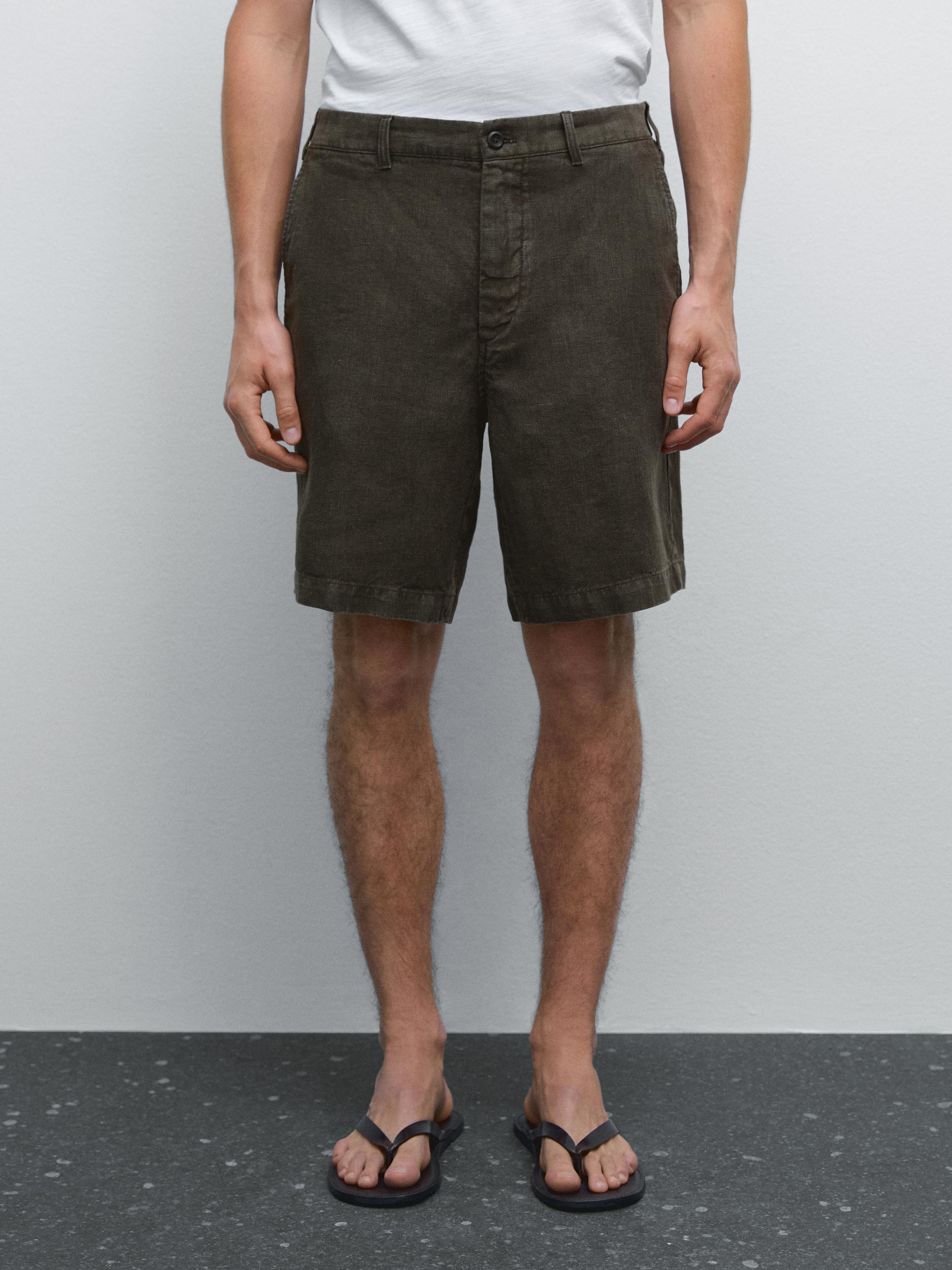 100% linen bermuda