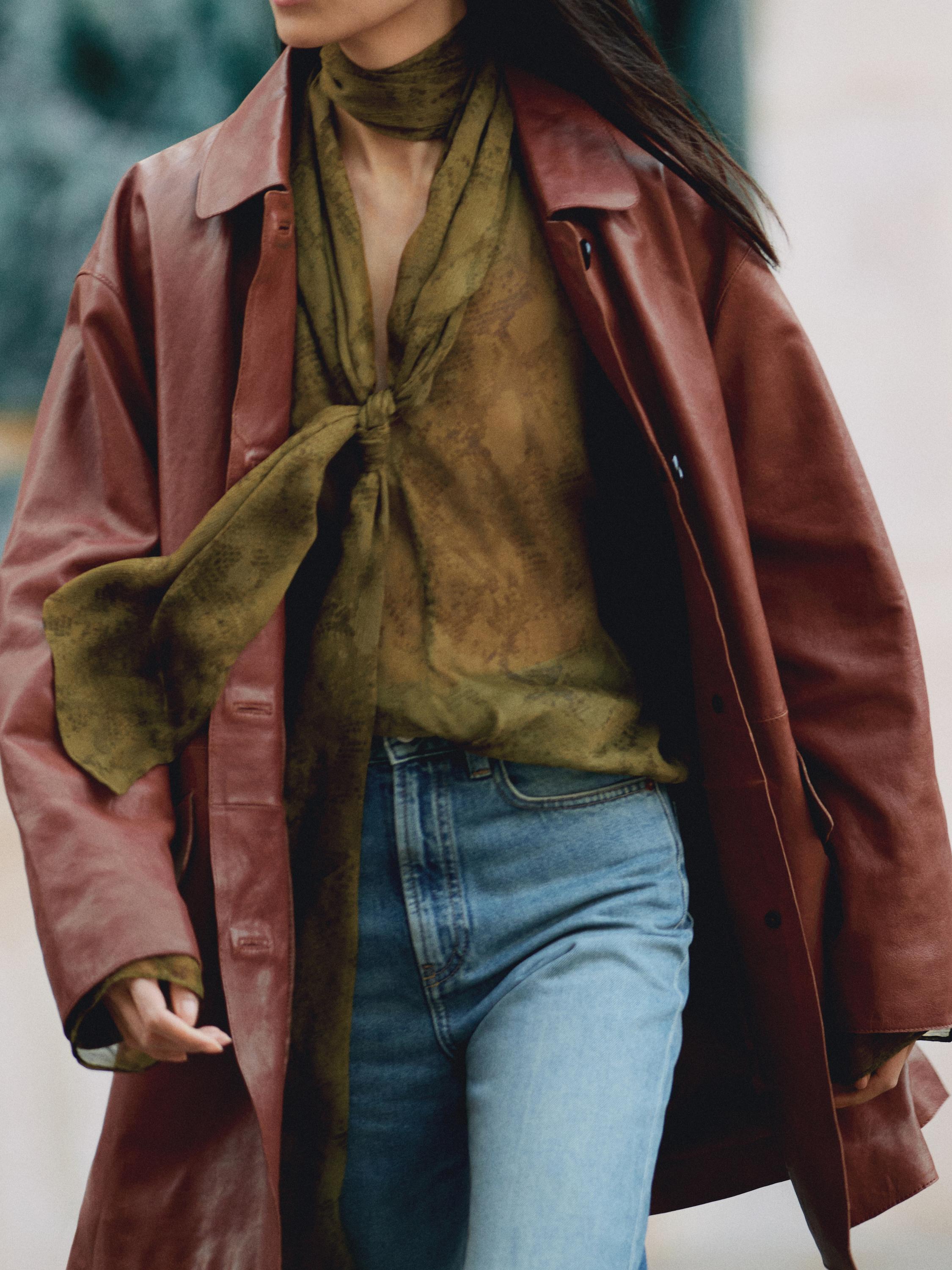 Long nappa leather coat
