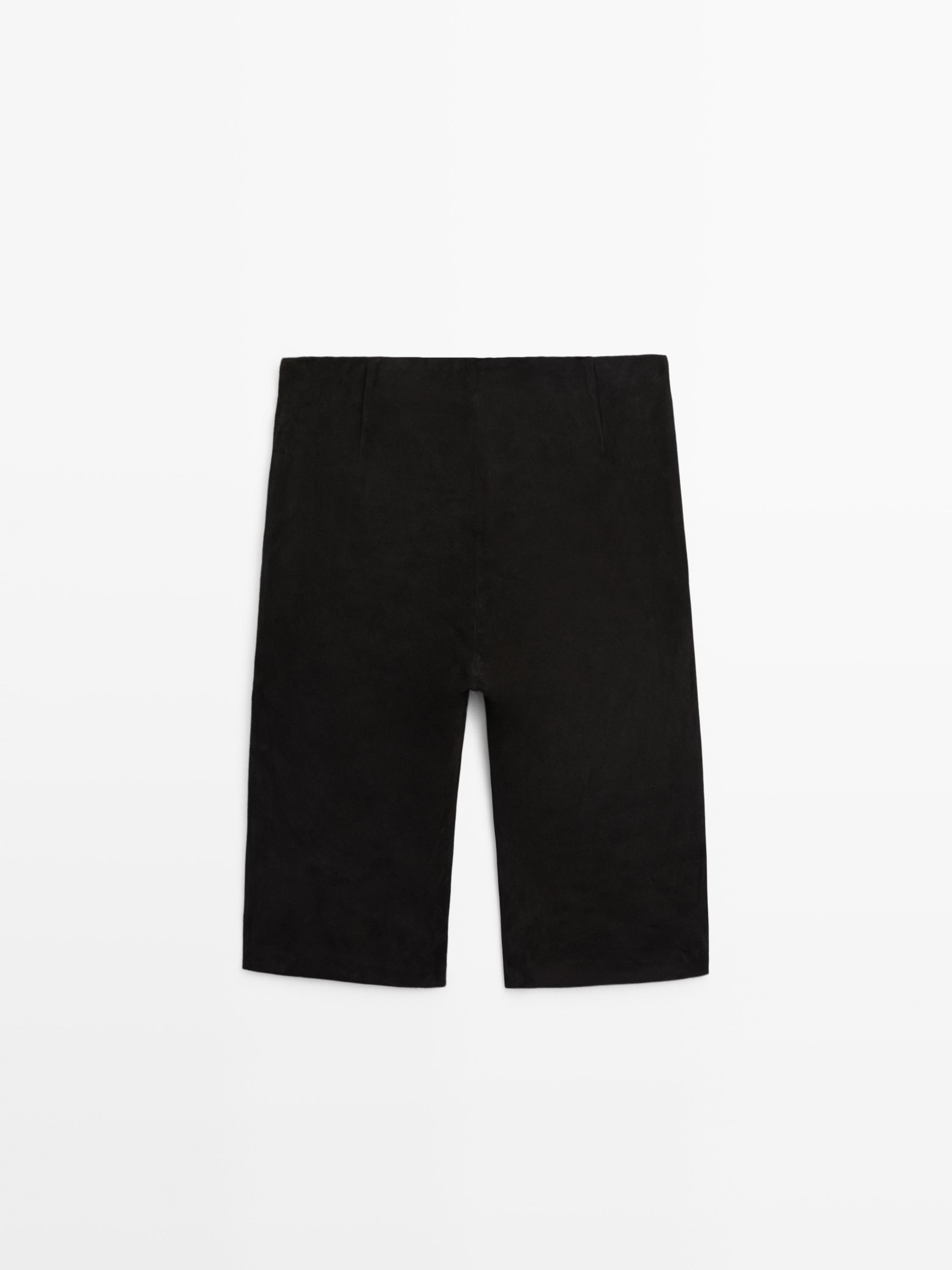 Suede leather cycling shorts