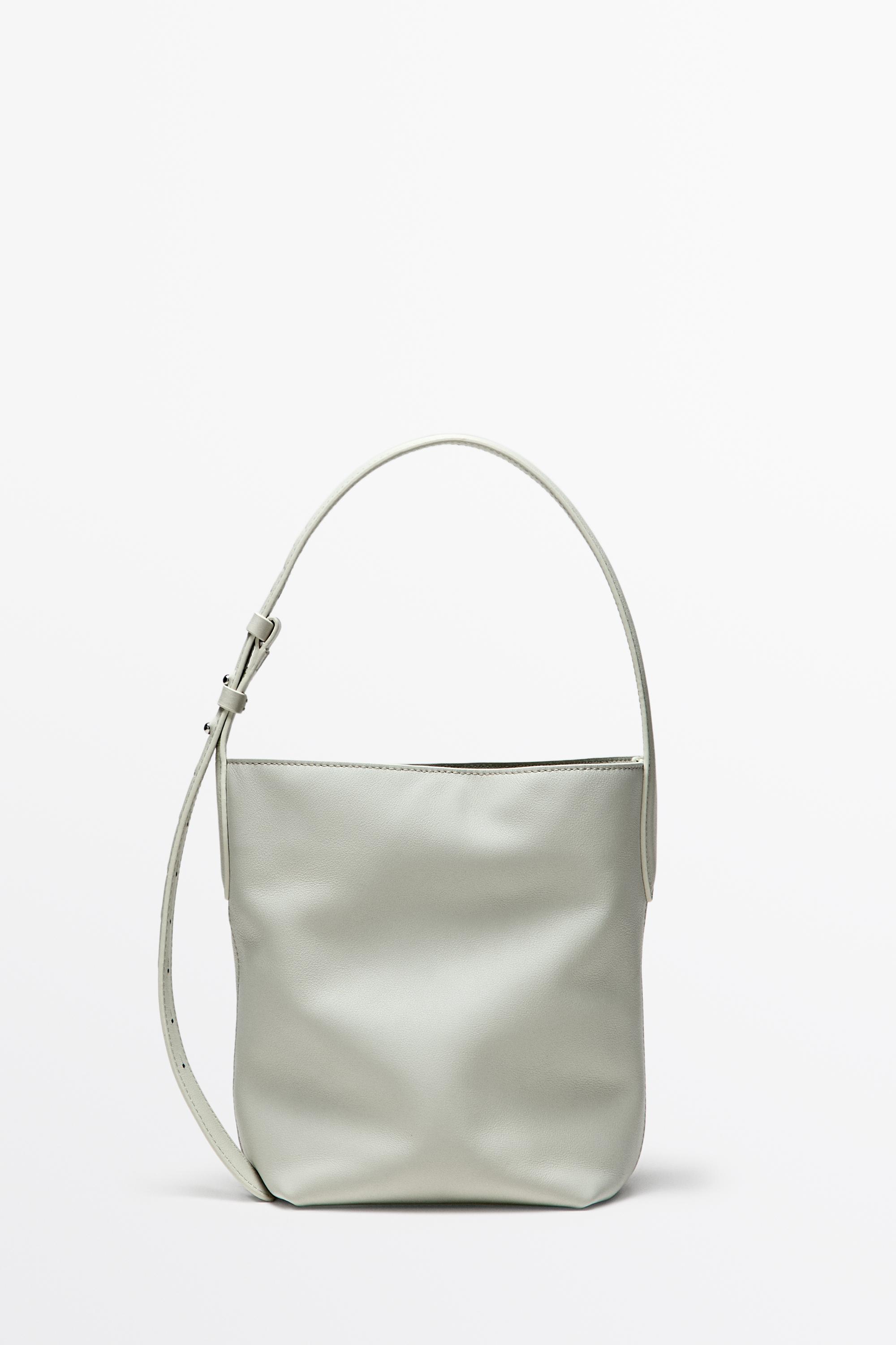 Nappa leather mini bucket bag — Off white