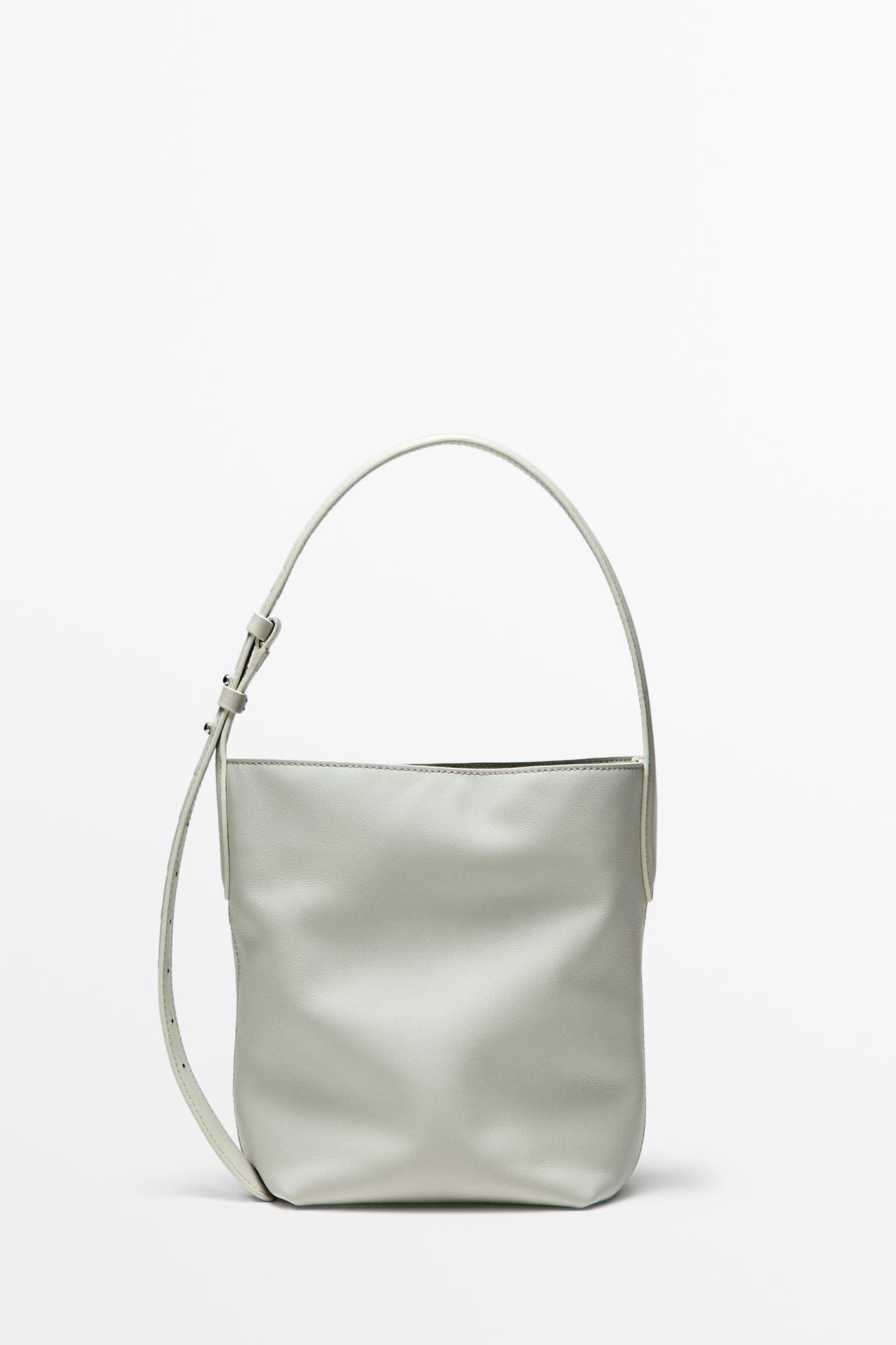 Mini Sac Seau En Cuir Nappa - Blanc Cassé - 01 - Massimo Dutti - Femme
