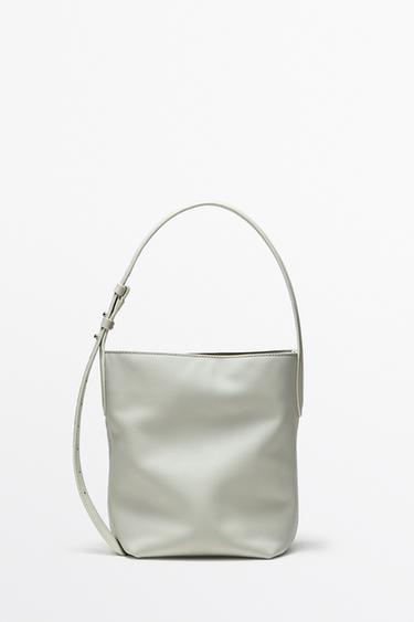 Nappa leather mini bucket bag — Off white 2