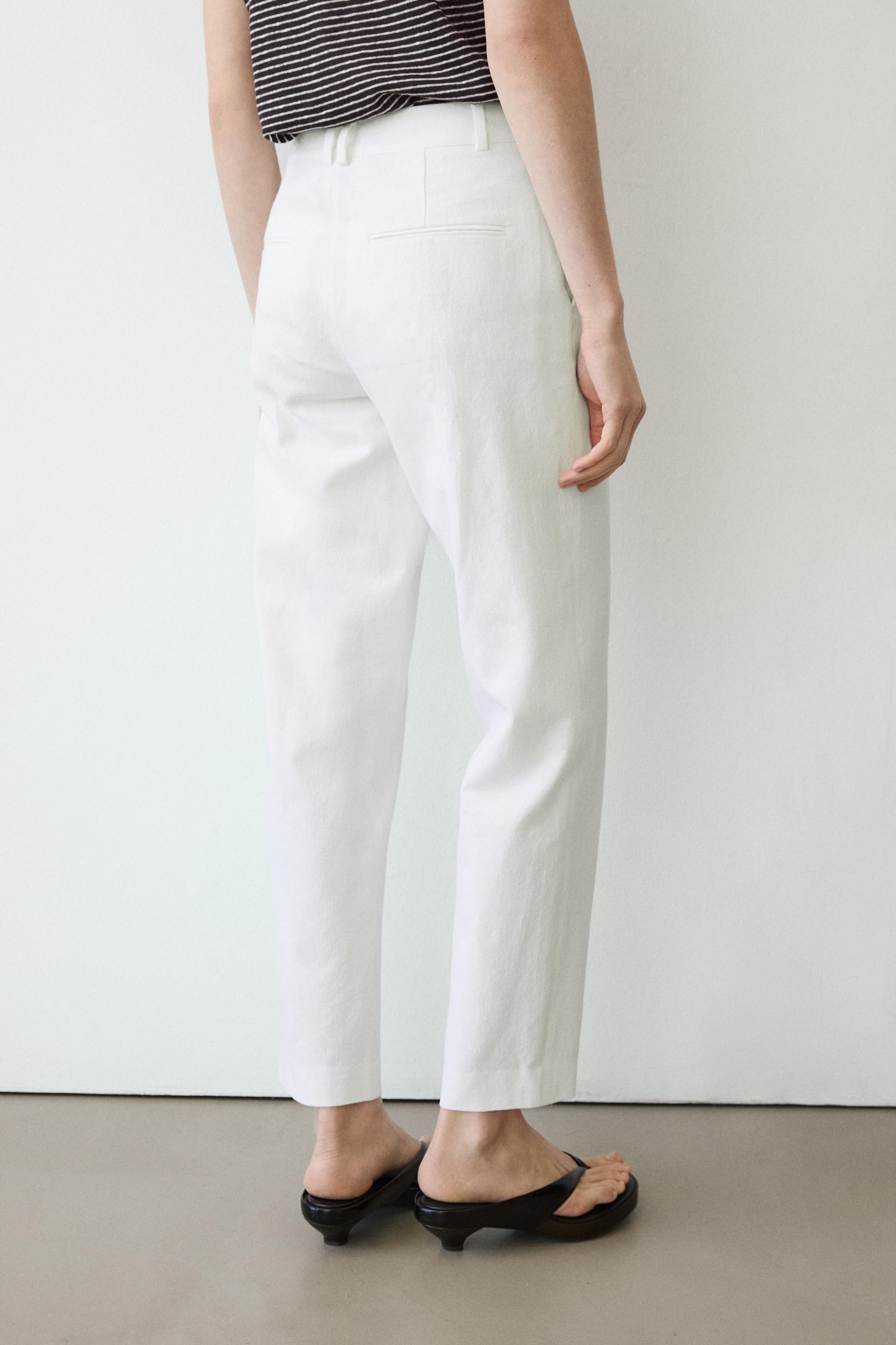 Slim fit linen blend trousers — Off white