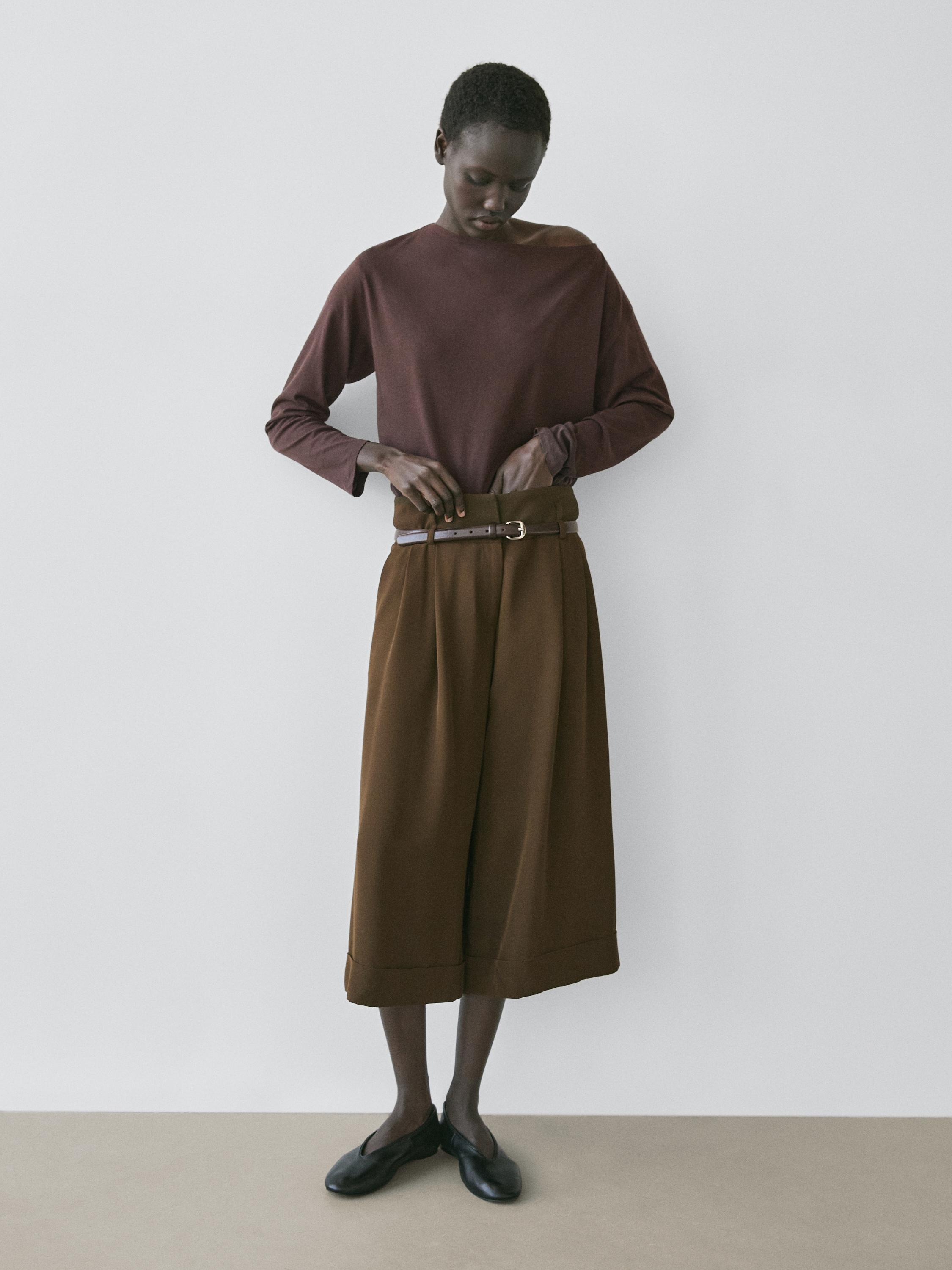 T-shirt com decote barco 100% algodão