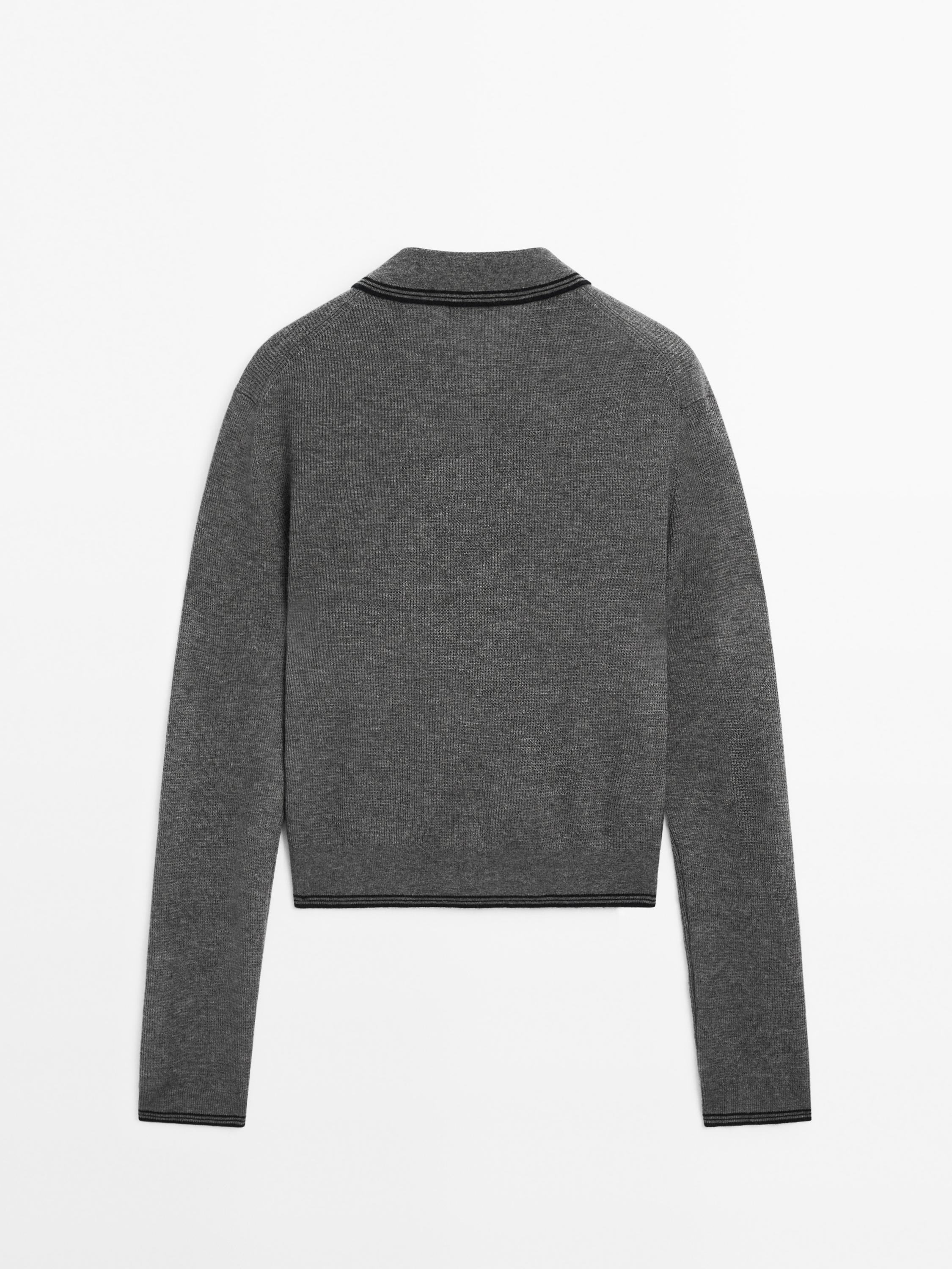 Pull en maille à col polo avec contrastes