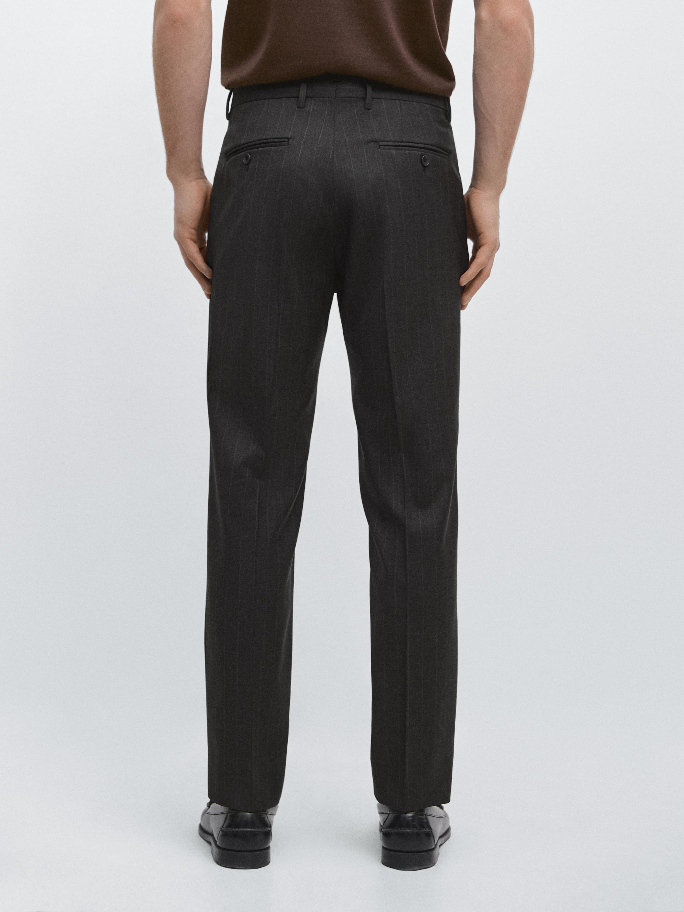 Pinstriped cool wool suit trousers — GREY