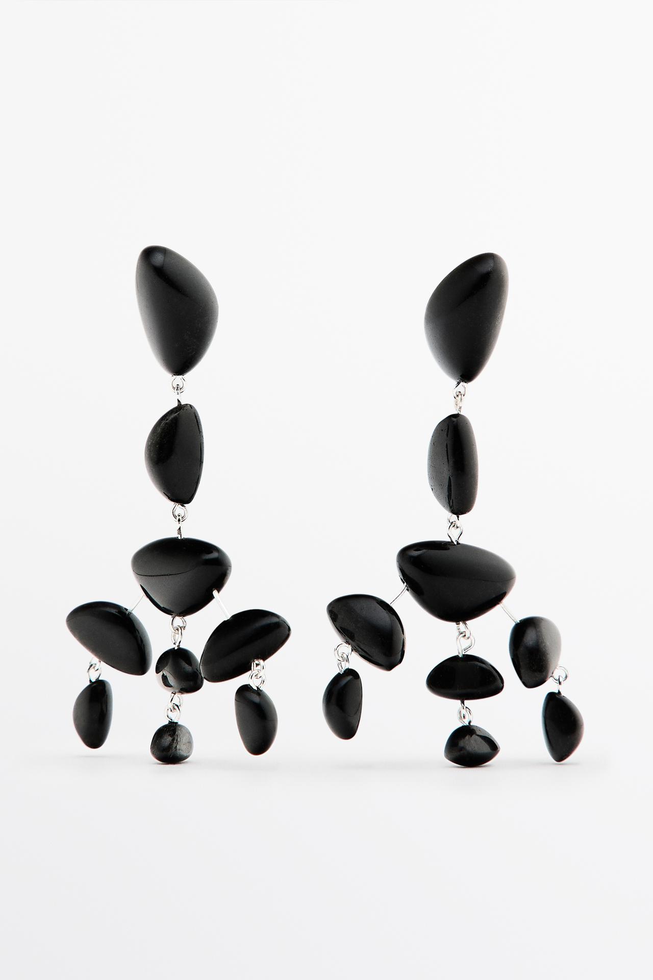 Large gemstone dangle earrings — BLACK