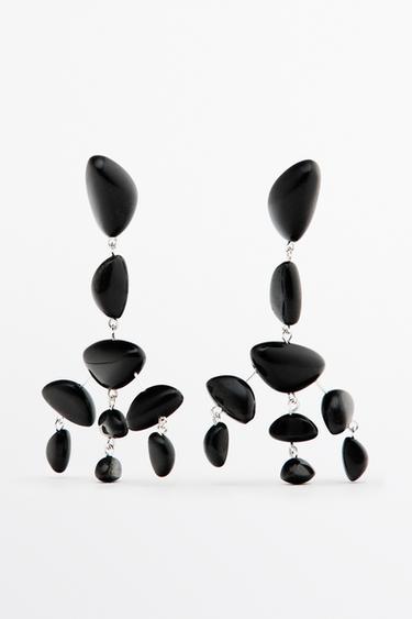 Large gemstone dangle earrings — BLACK 1