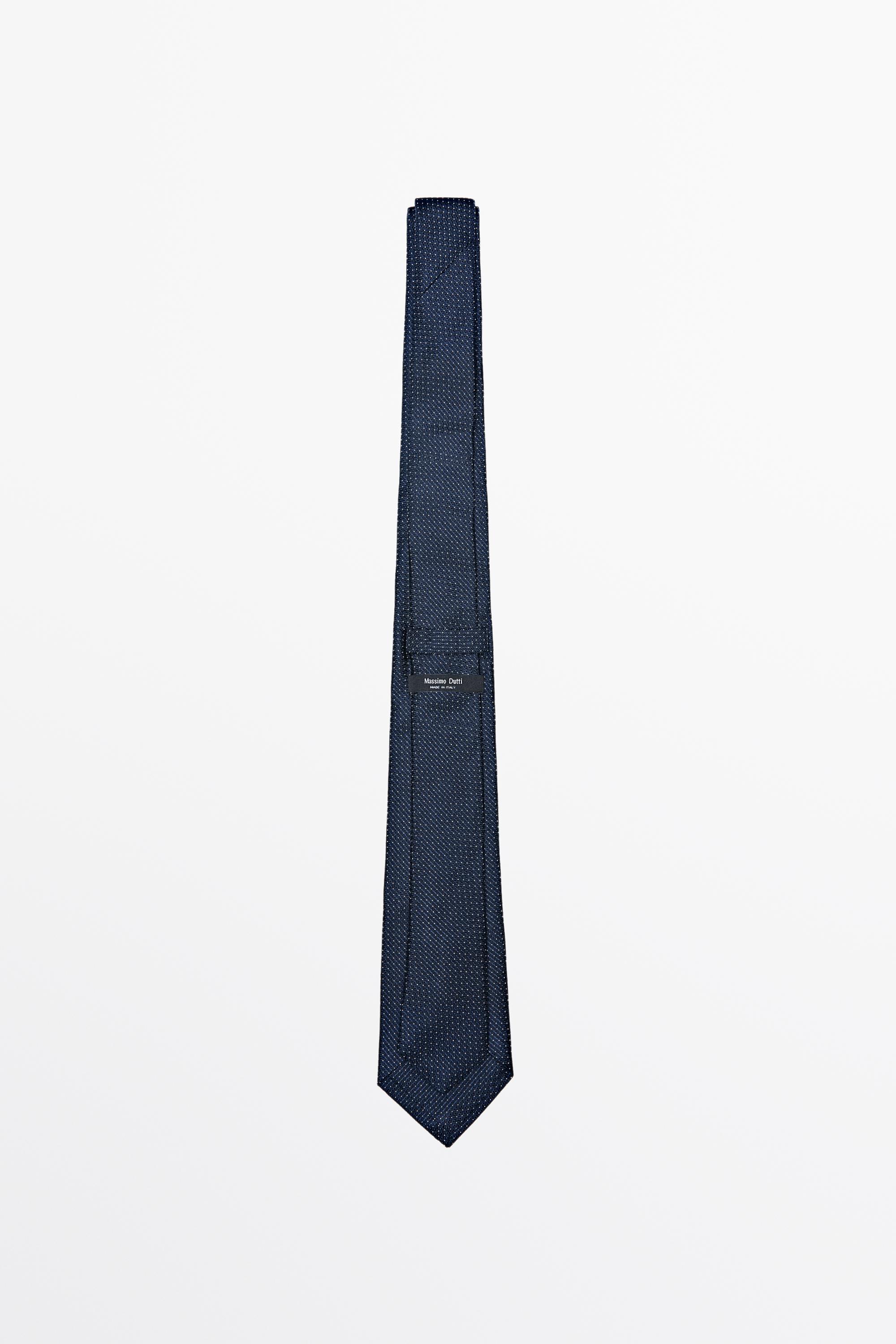 100% silk micro-polka dot tie — NAVY BLUE