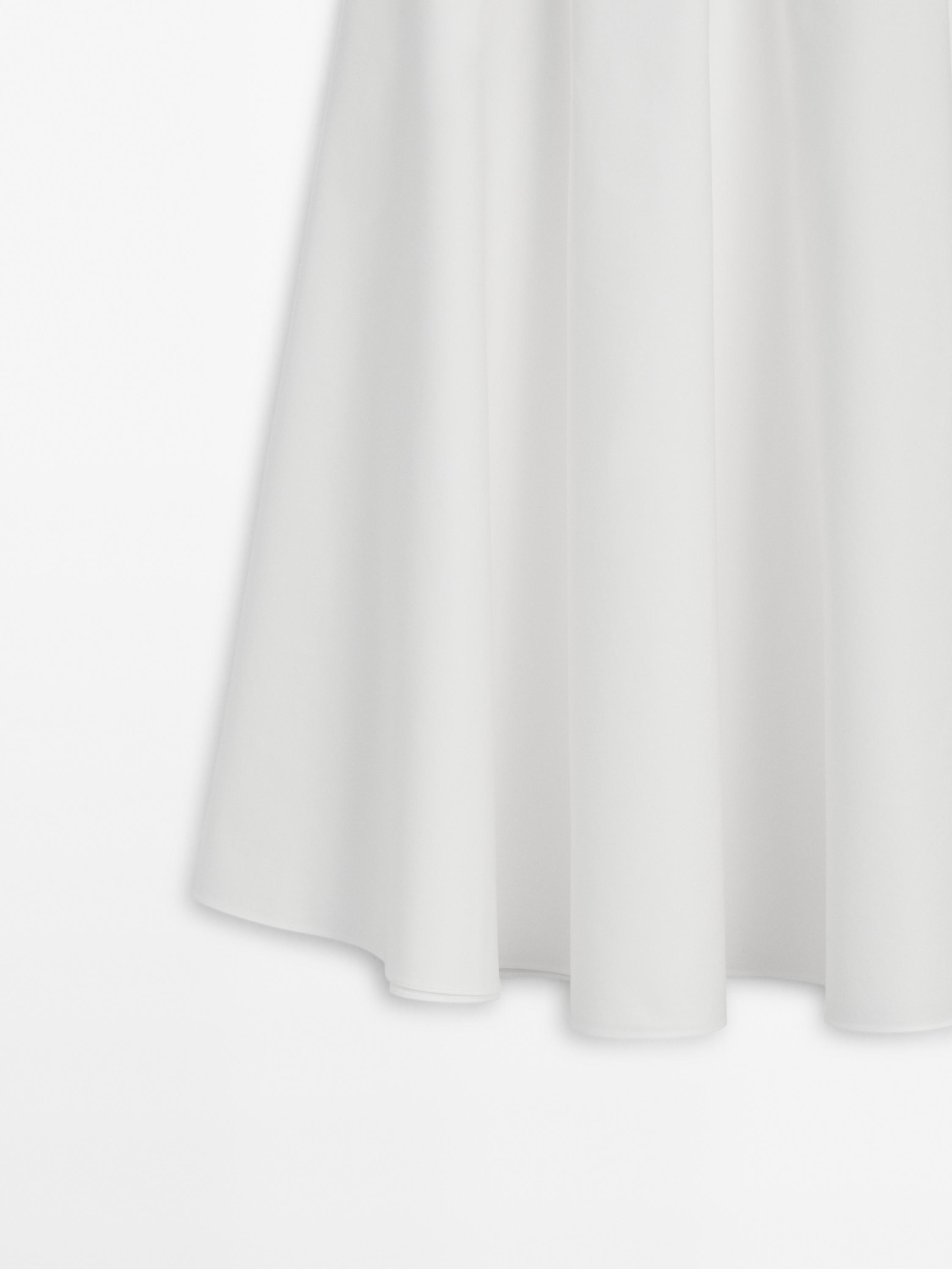 Cotton blend poplin midi skirt