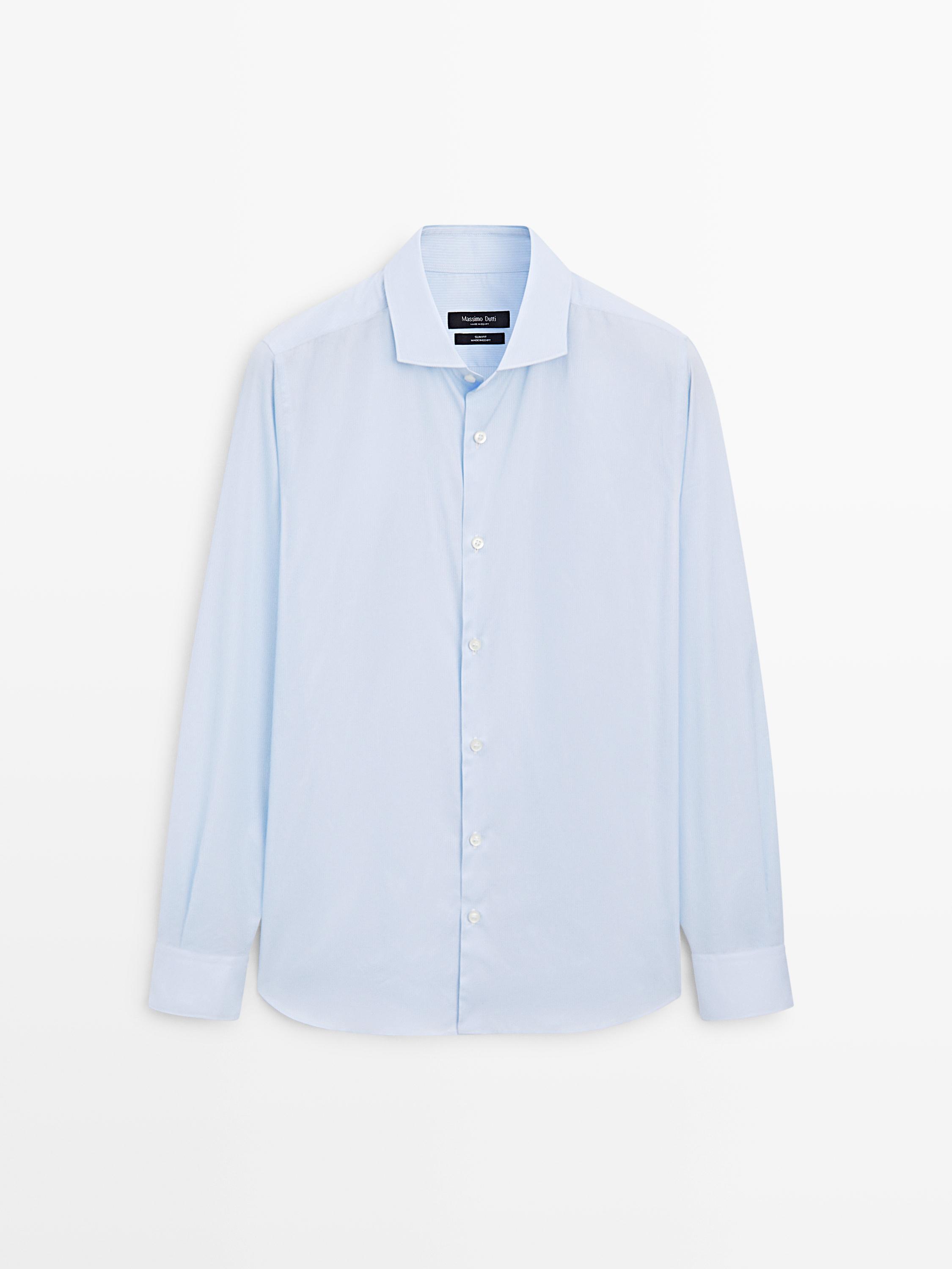 Slim fit 100% cotton shirt — SKY BLUE