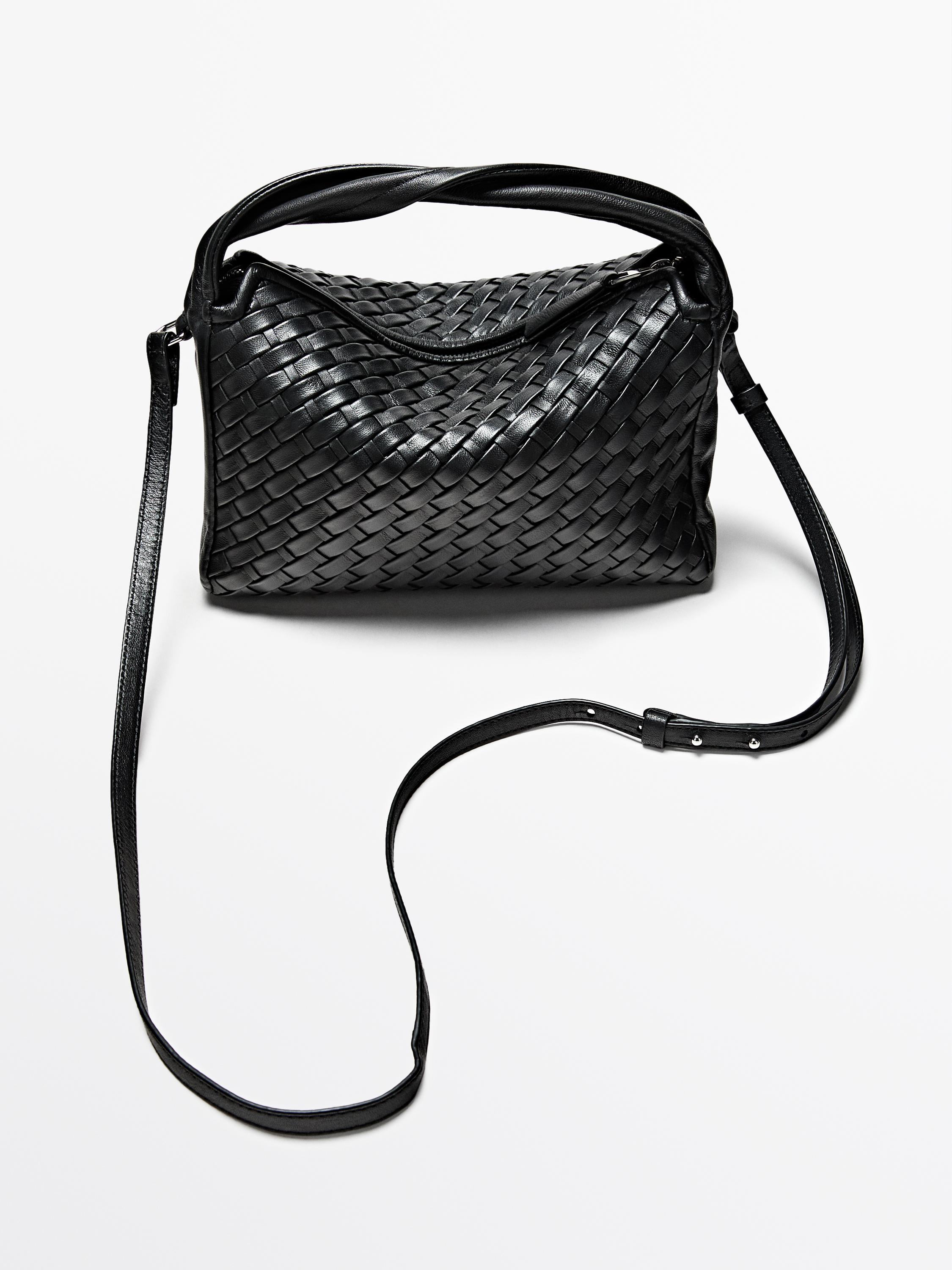 Orta boy örgü napa deri çanta