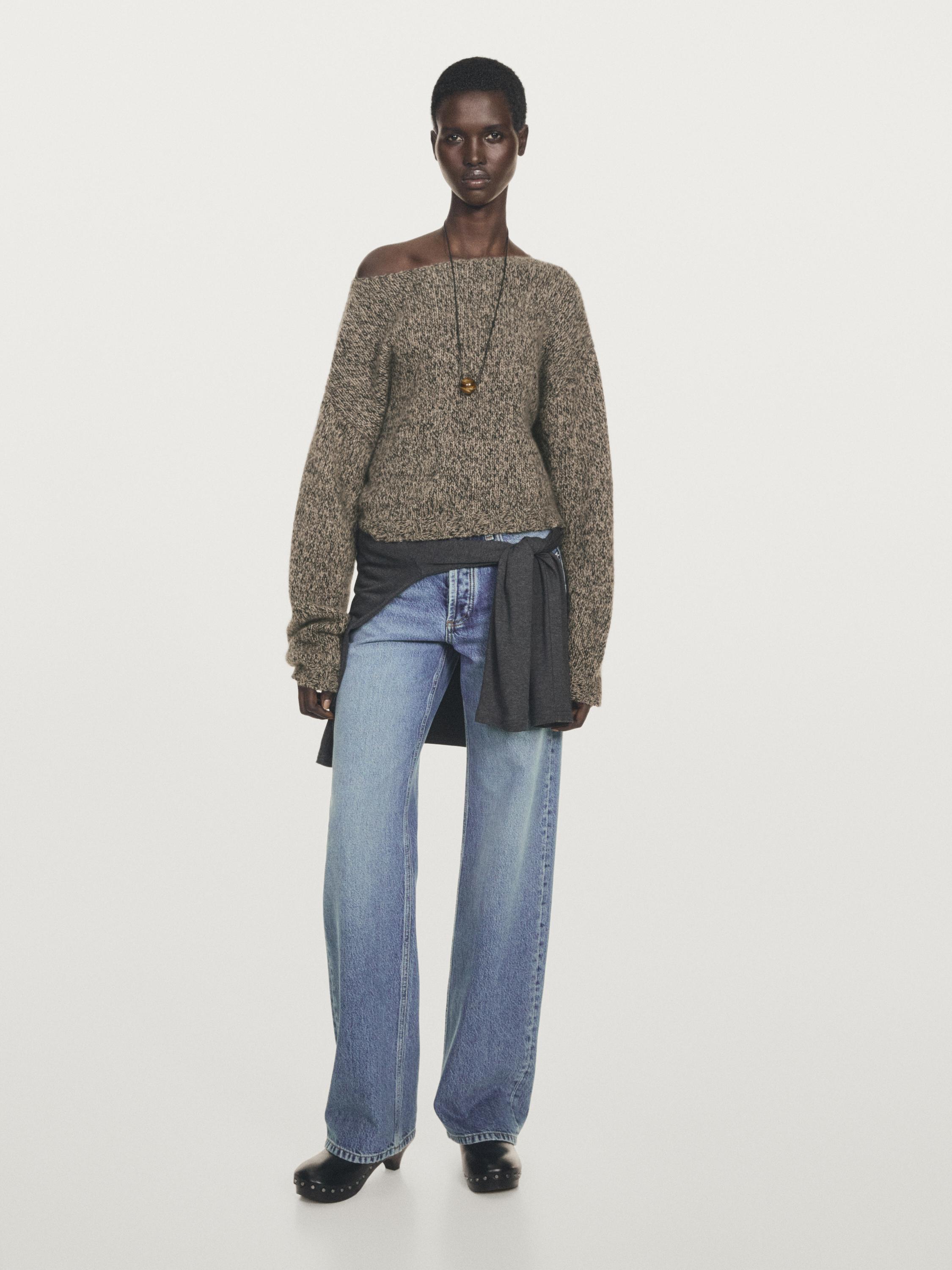 Pulovër e thurur me jakë rrumbullake 100% kashmir