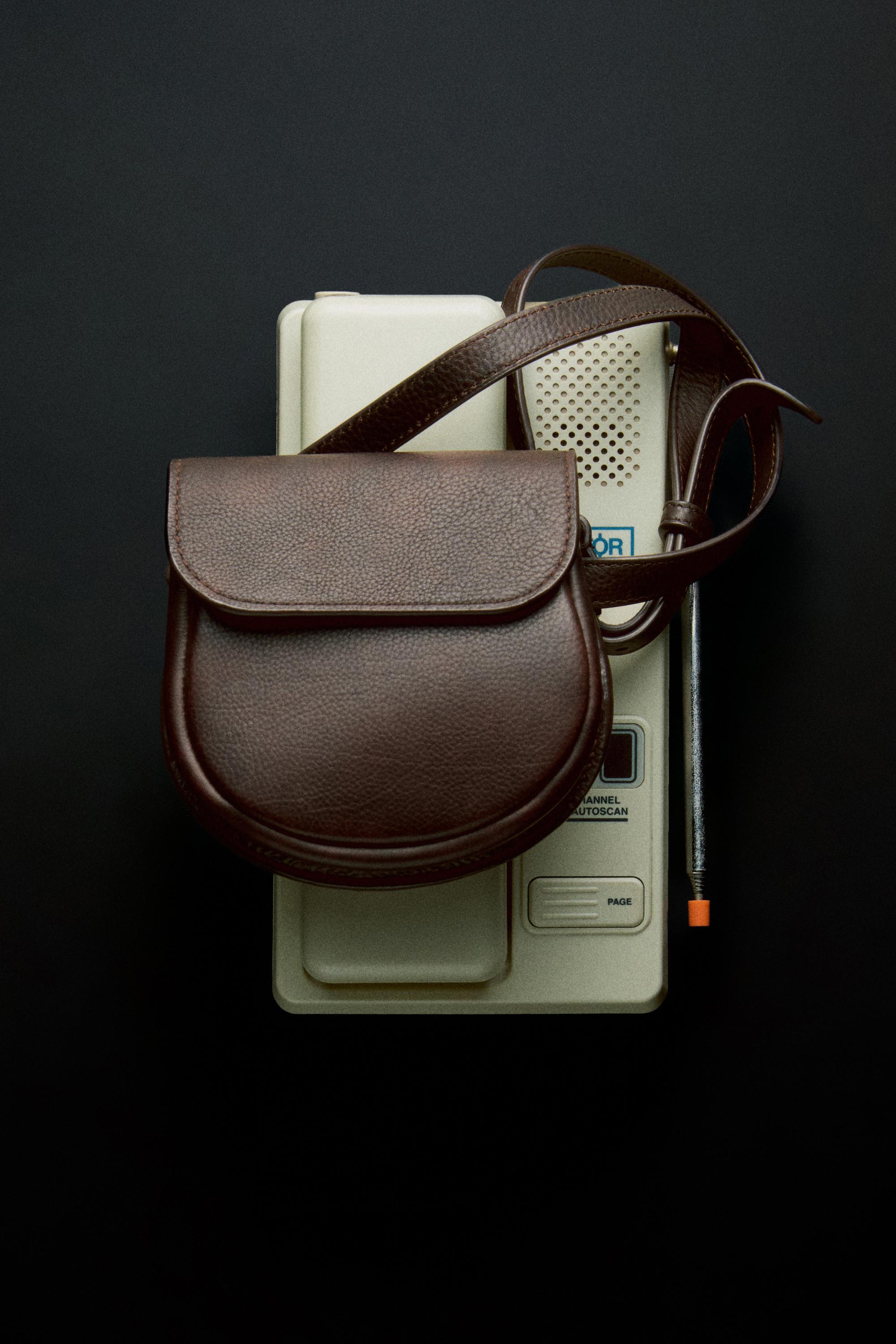 Nappa leather belt with pouch — BROWN