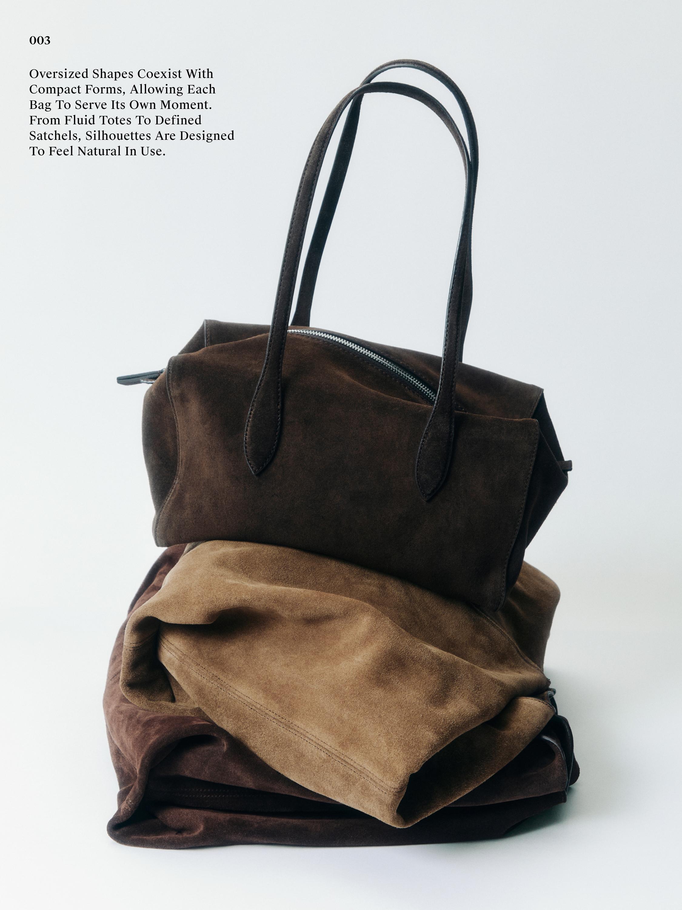 Split leather west satchel bag — BROWN