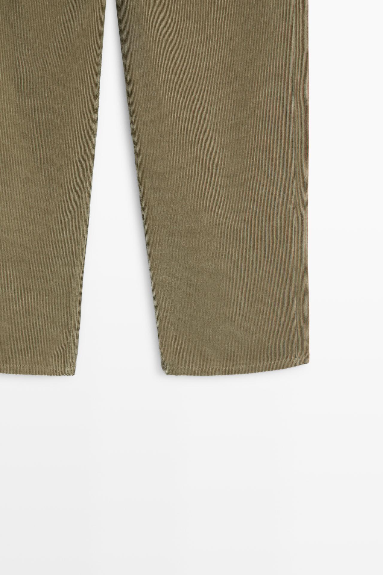 Mid-waist loose fit corduroy pants — SAND