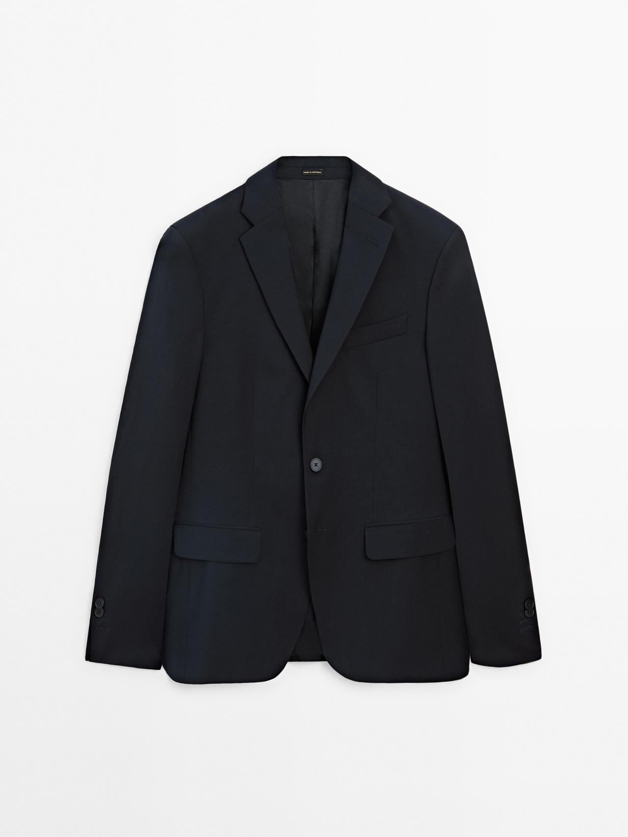 Massimo Dutti - Herre - Habitjakke I 100 % Uld - Marineblå - 46