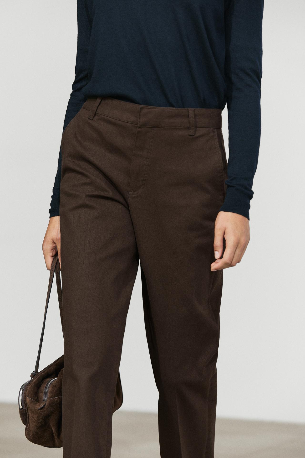 Stretch cotton blend pants — Chocolate