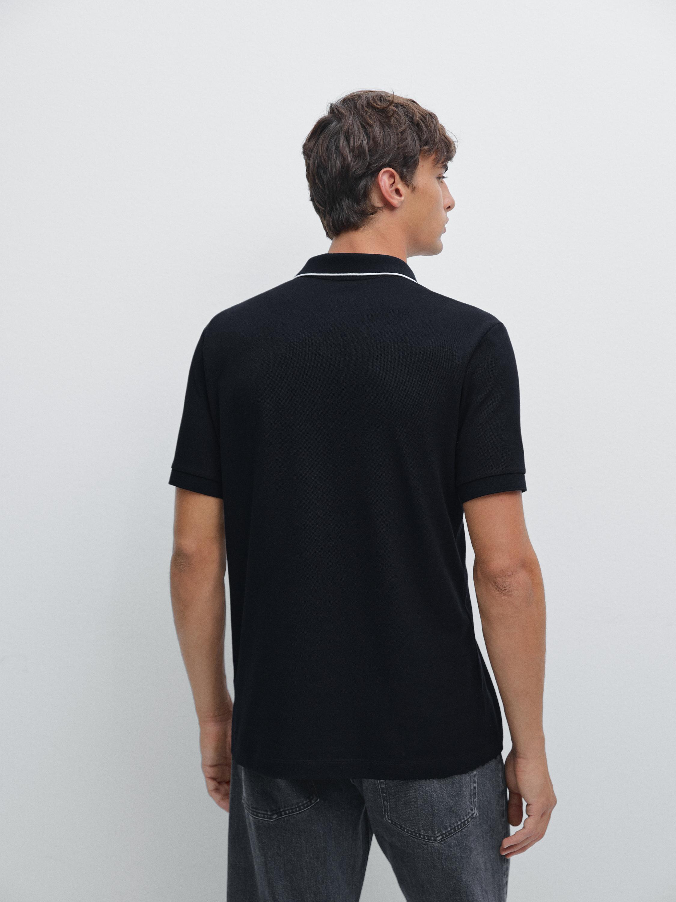 Short sleeve polo shirt with collar detail