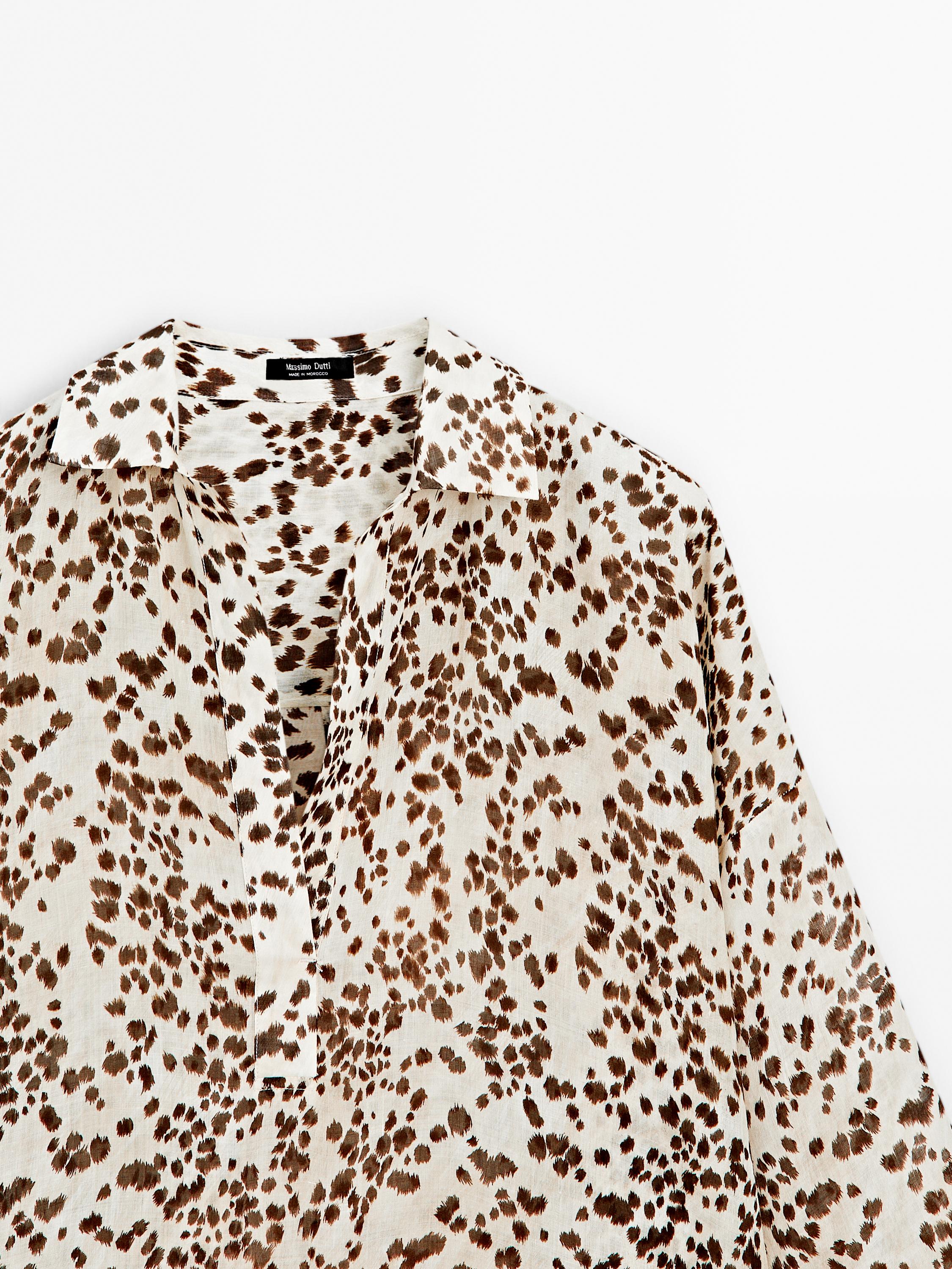 Oversized blouse met dierenprint