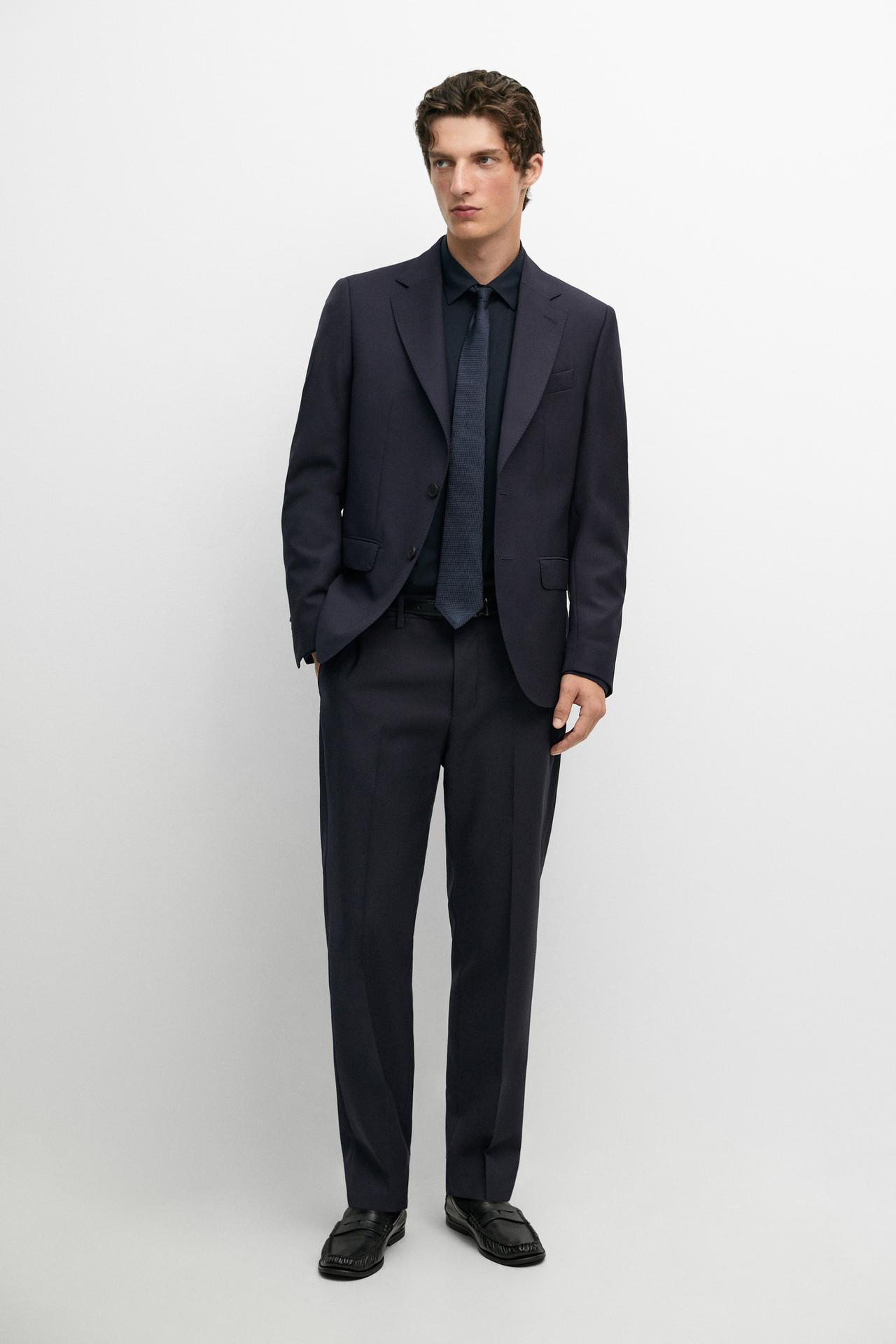 Textured suit pants — NAVY BLUE