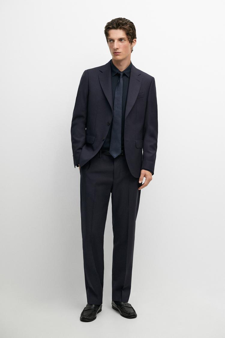 Textured suit pants — NAVY BLUE