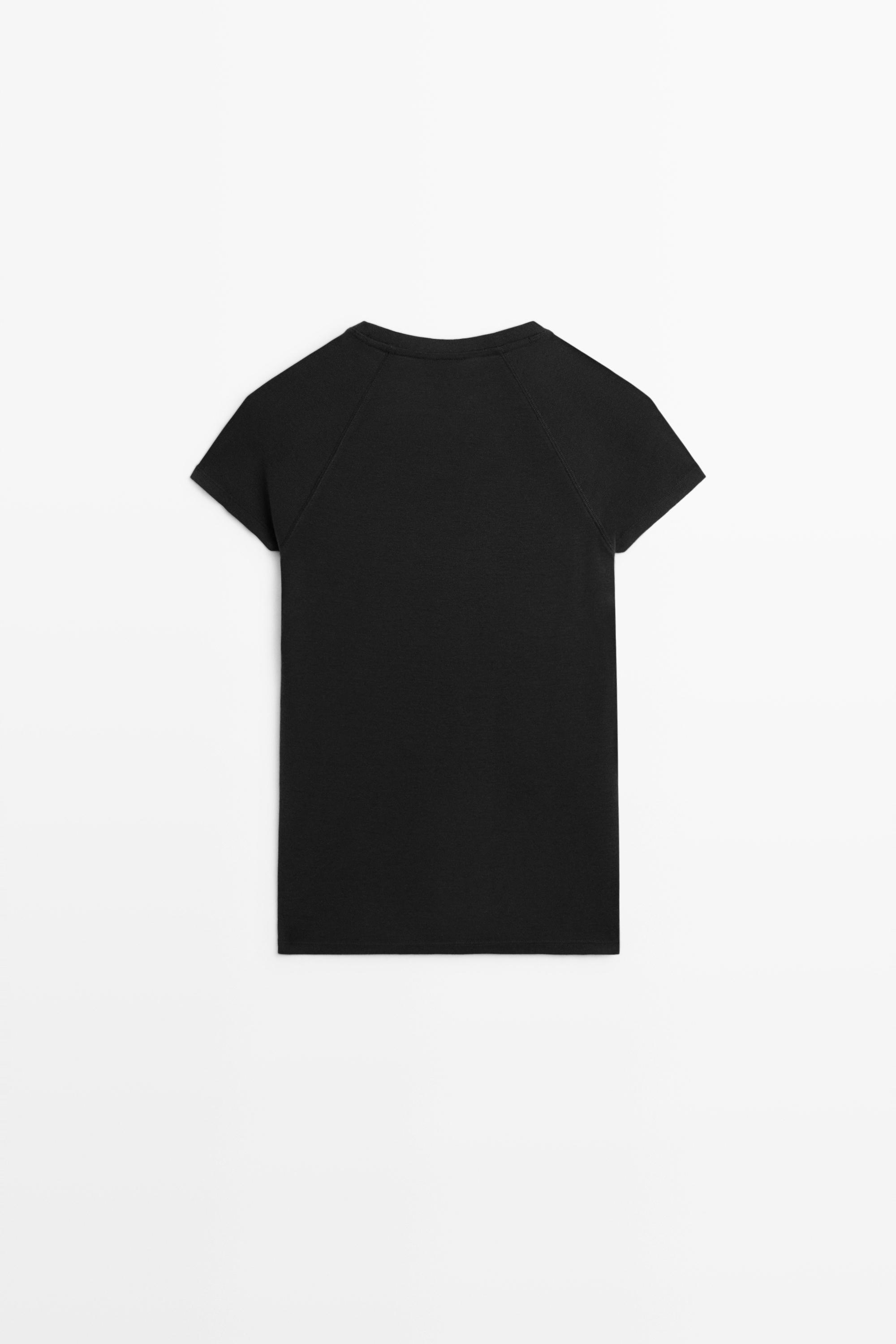 Short sleeve raglan T-shirt — BLACK