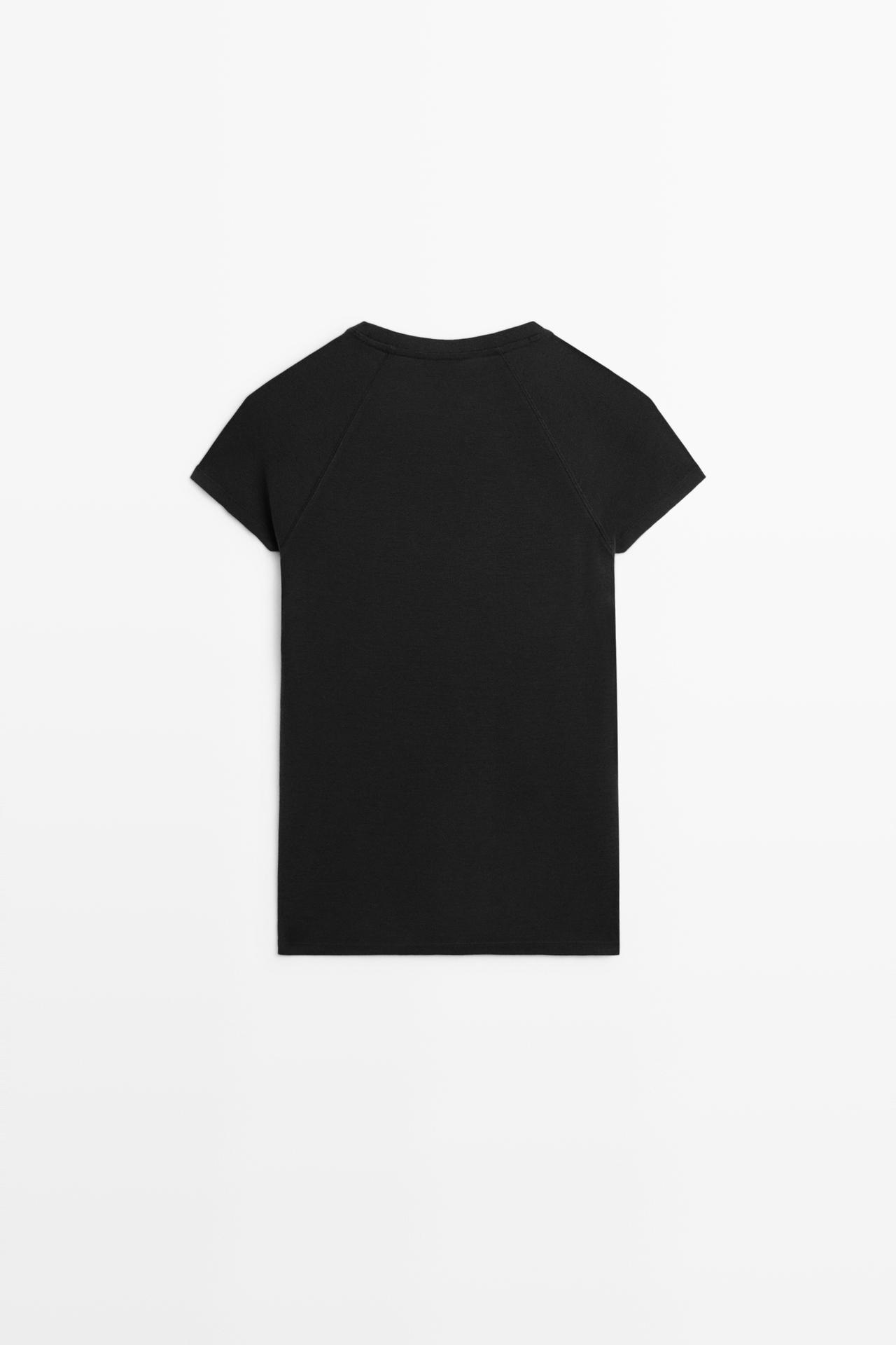 Short sleeve raglan T-shirt — BLACK