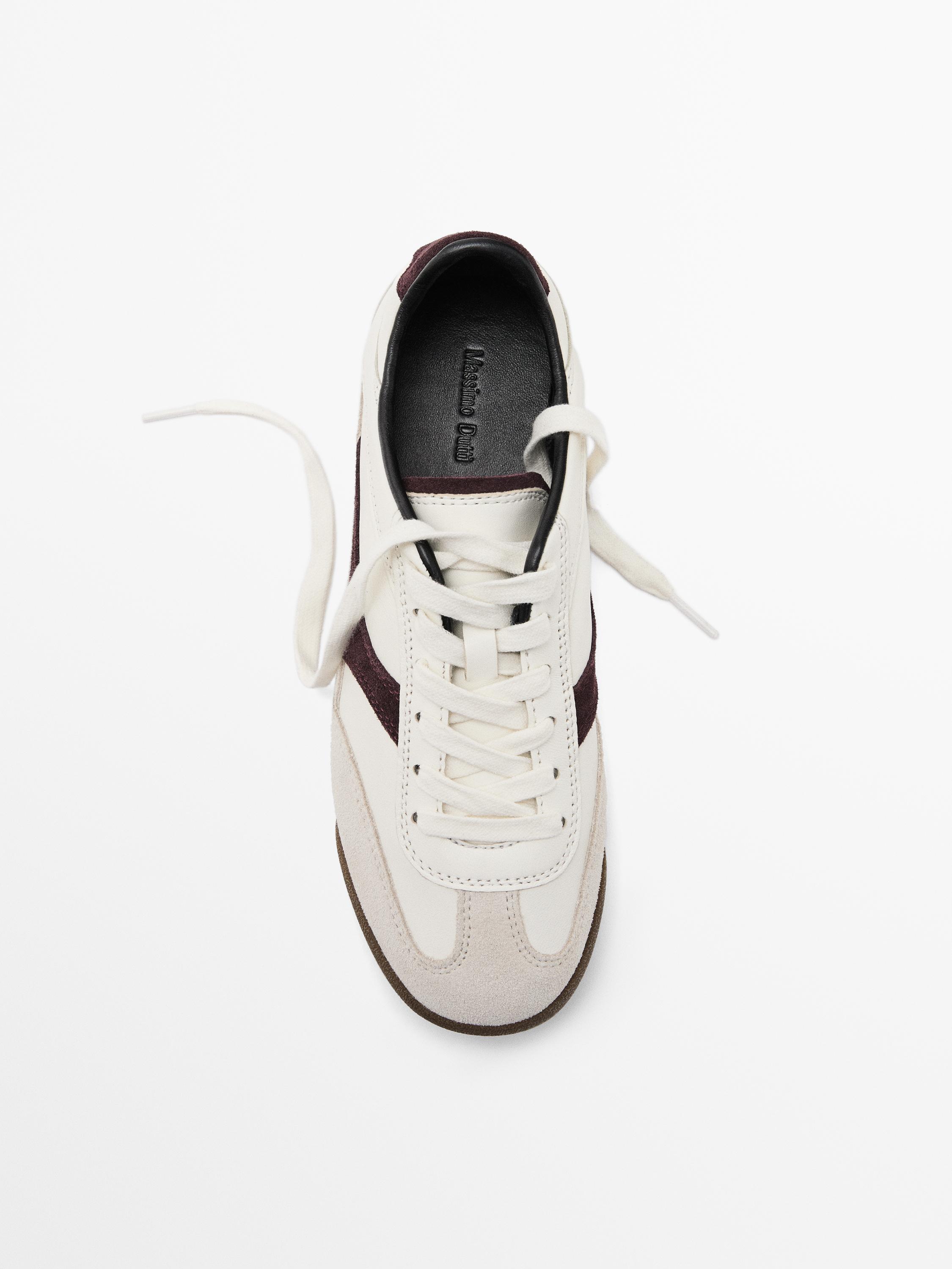 Contrast leather trainers