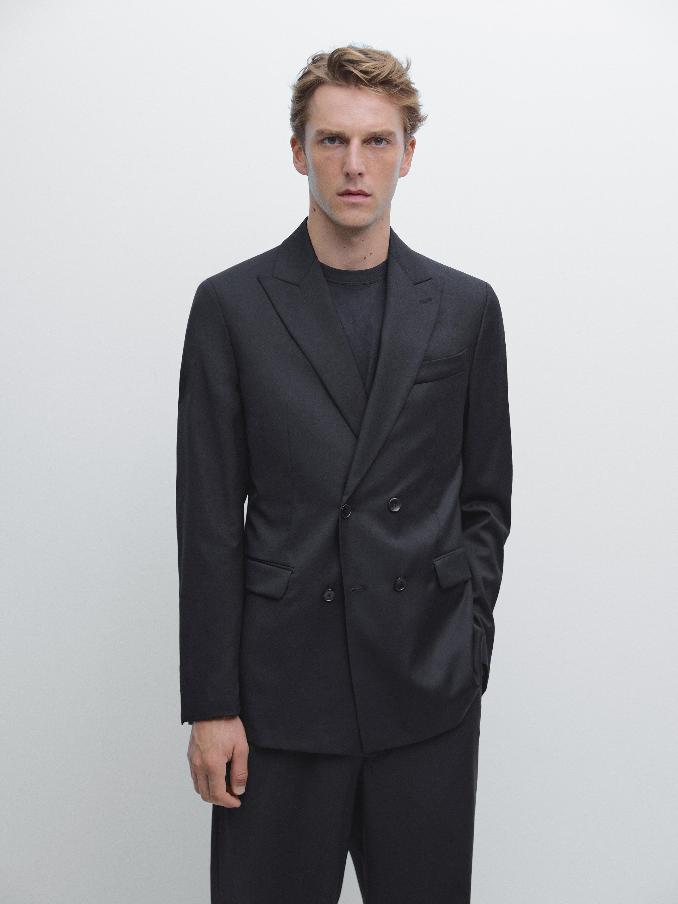 Dobbeltspent jakke i 100 % ull