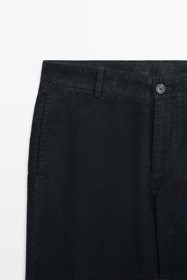 Slim fit corduroy pants — NAVY BLUE 4