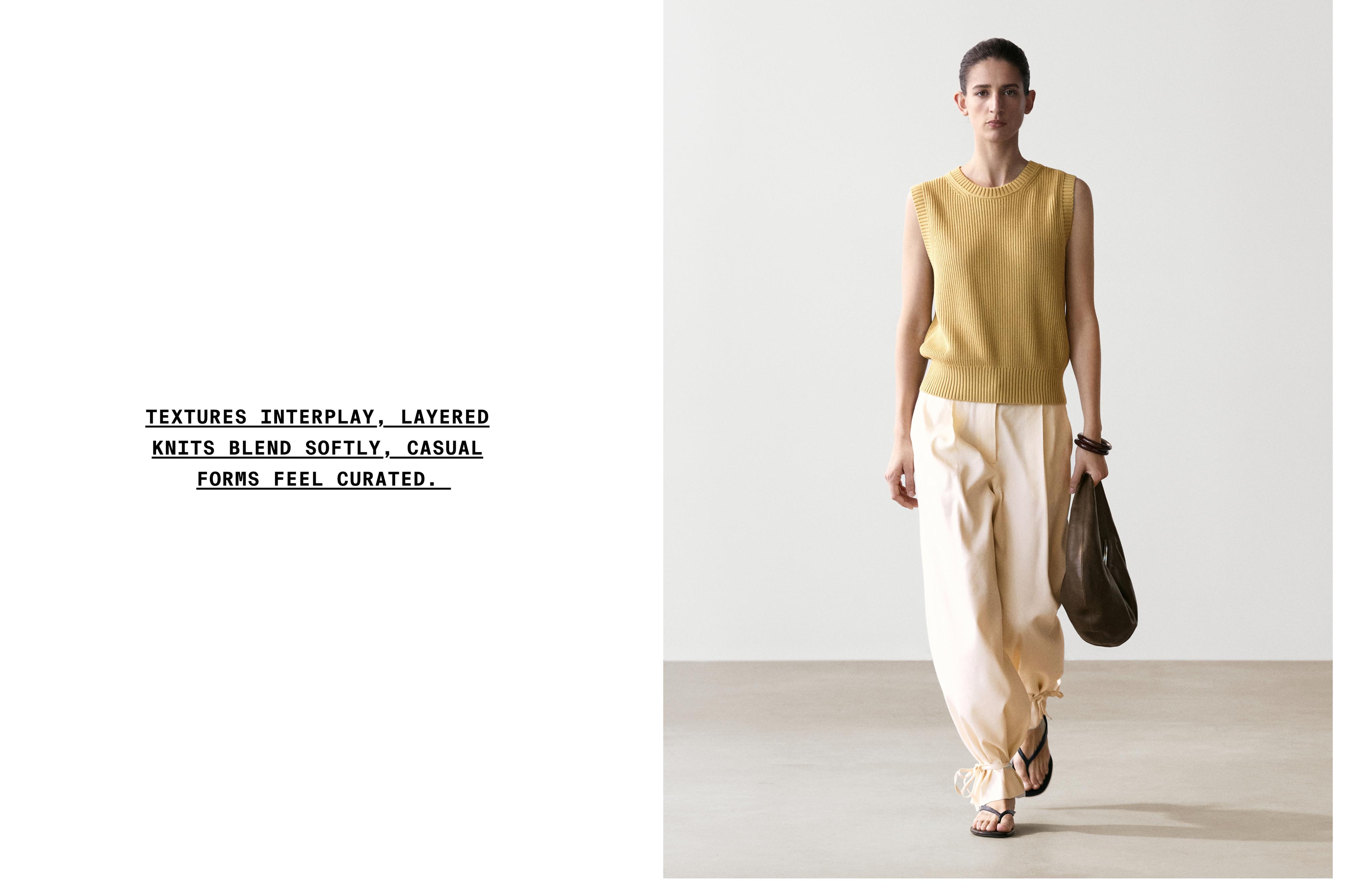Cotton knit crew neck vest — GREENISH