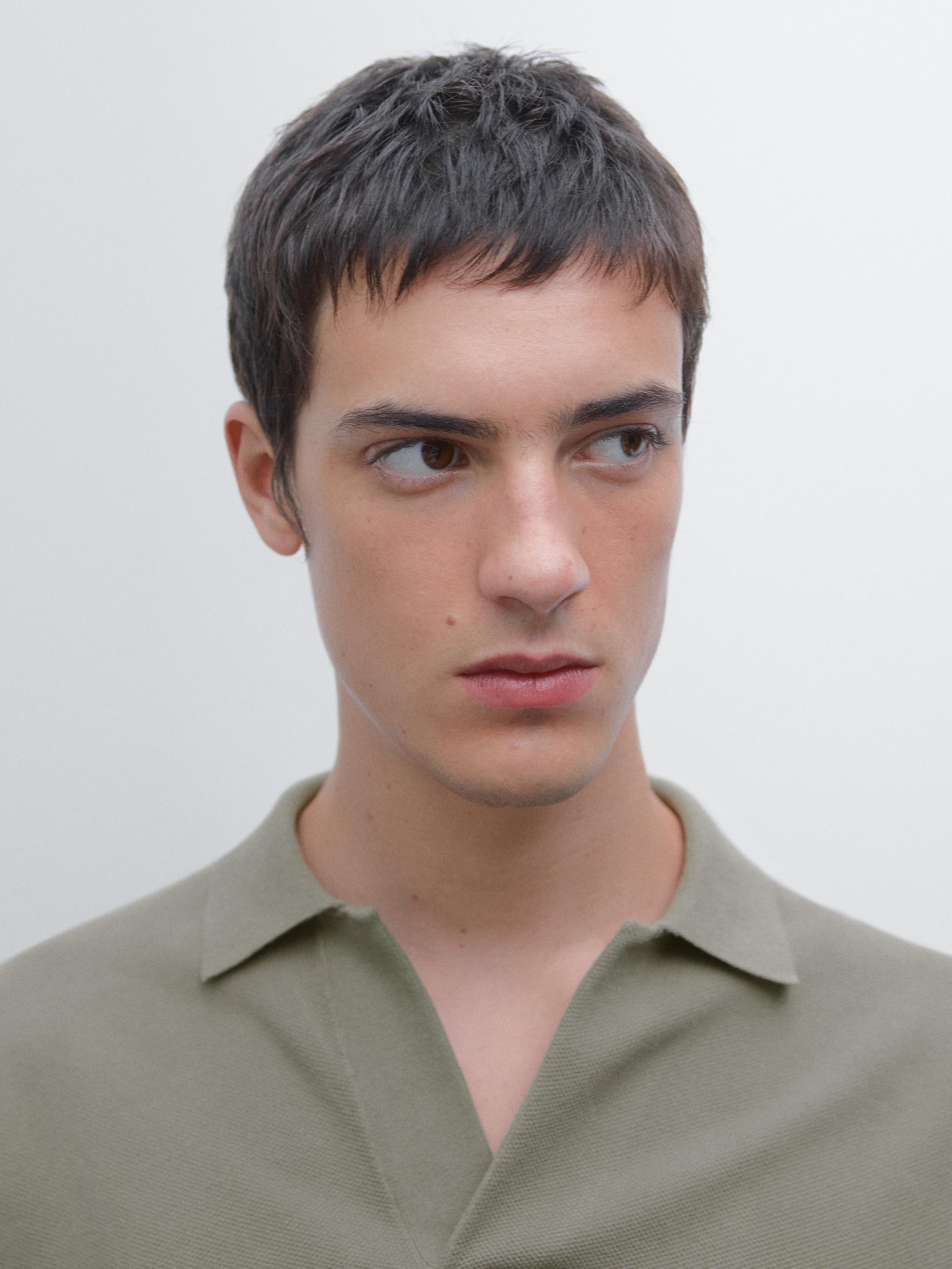 Knit V-neck polo shirt