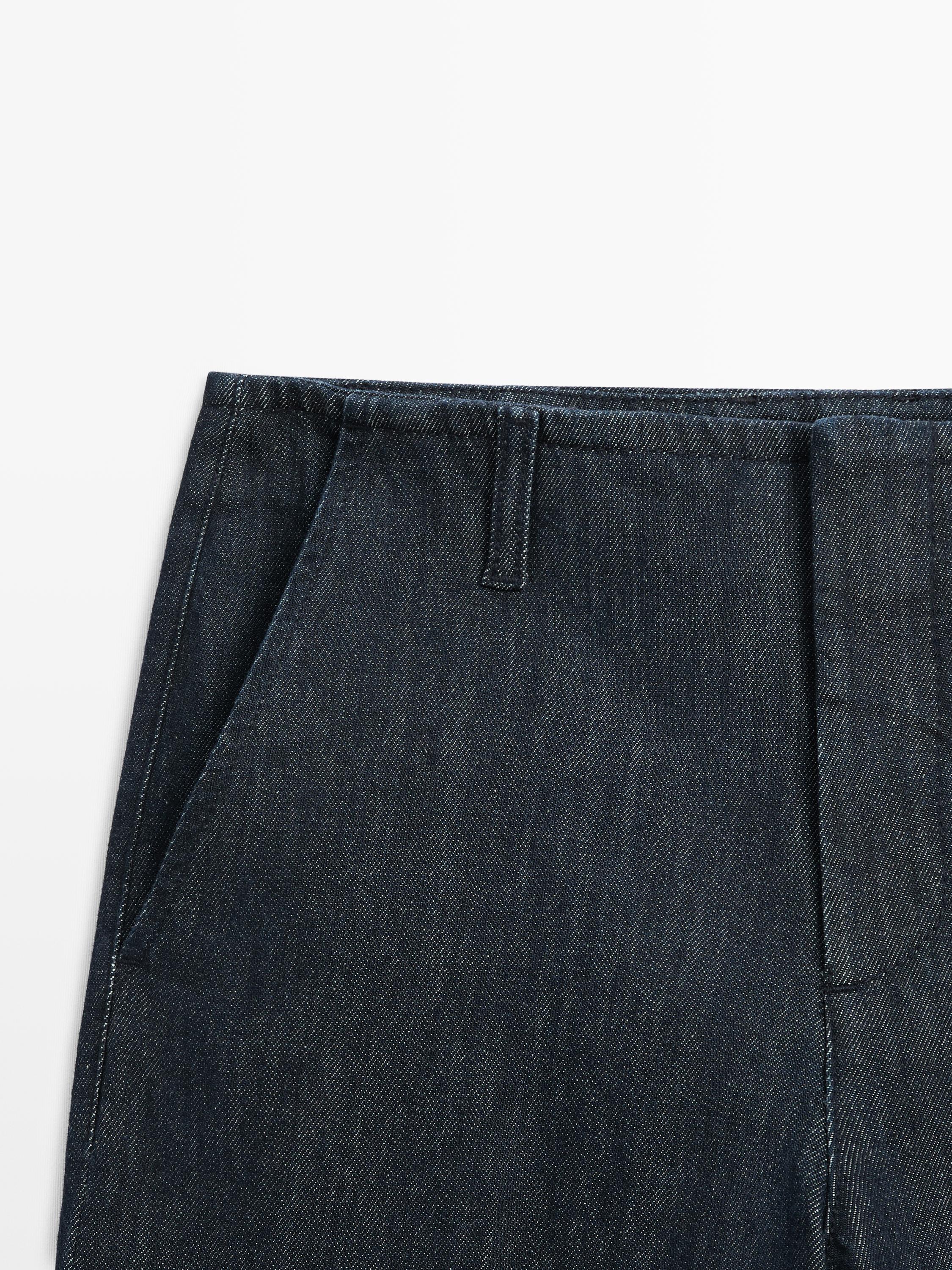 中腰寬管牛仔褲