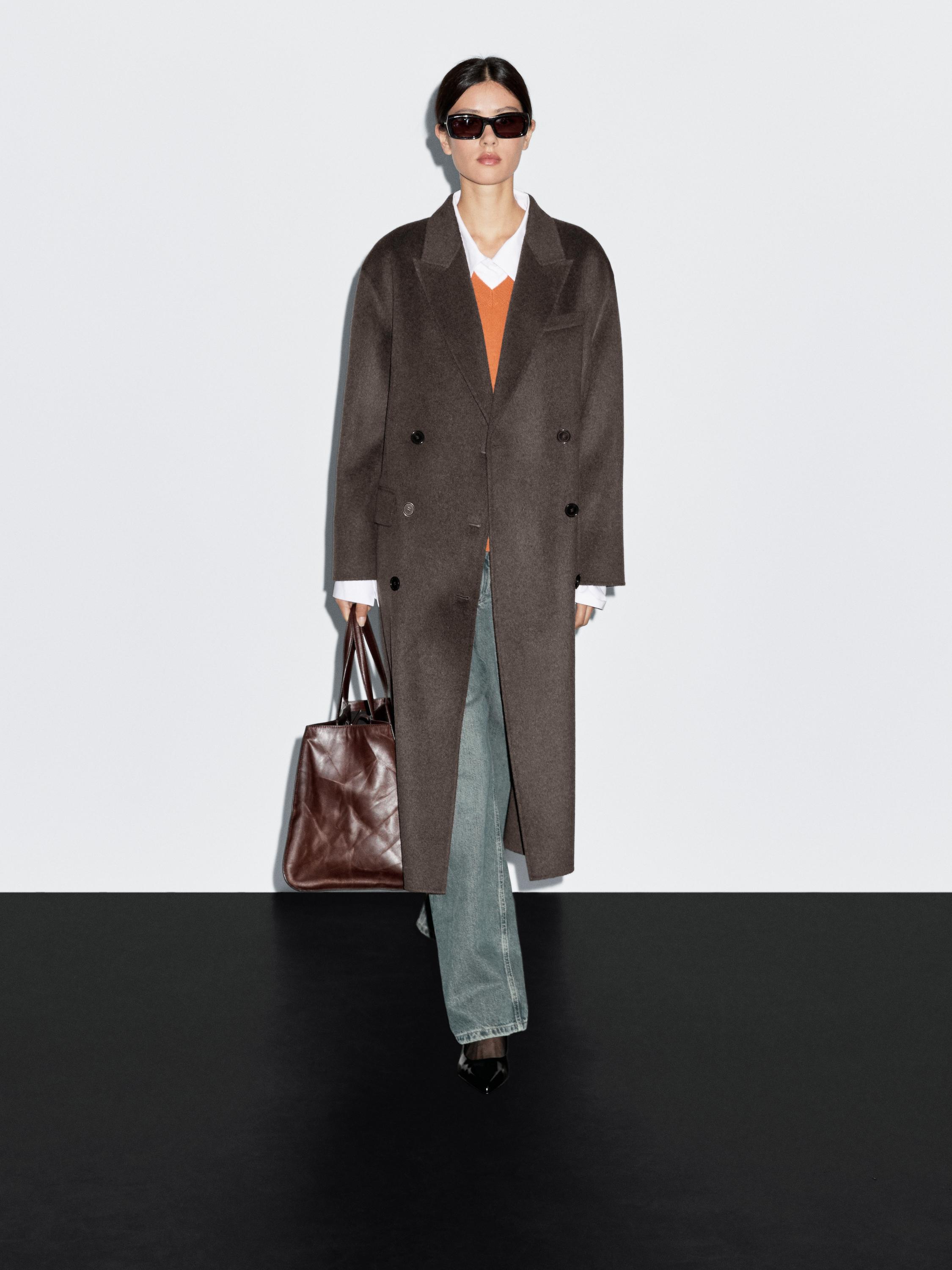 Long wool blend surplice coat