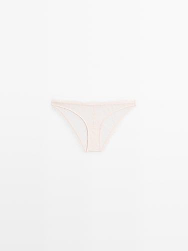 Lace briefs with frayed detail — CREAM 2