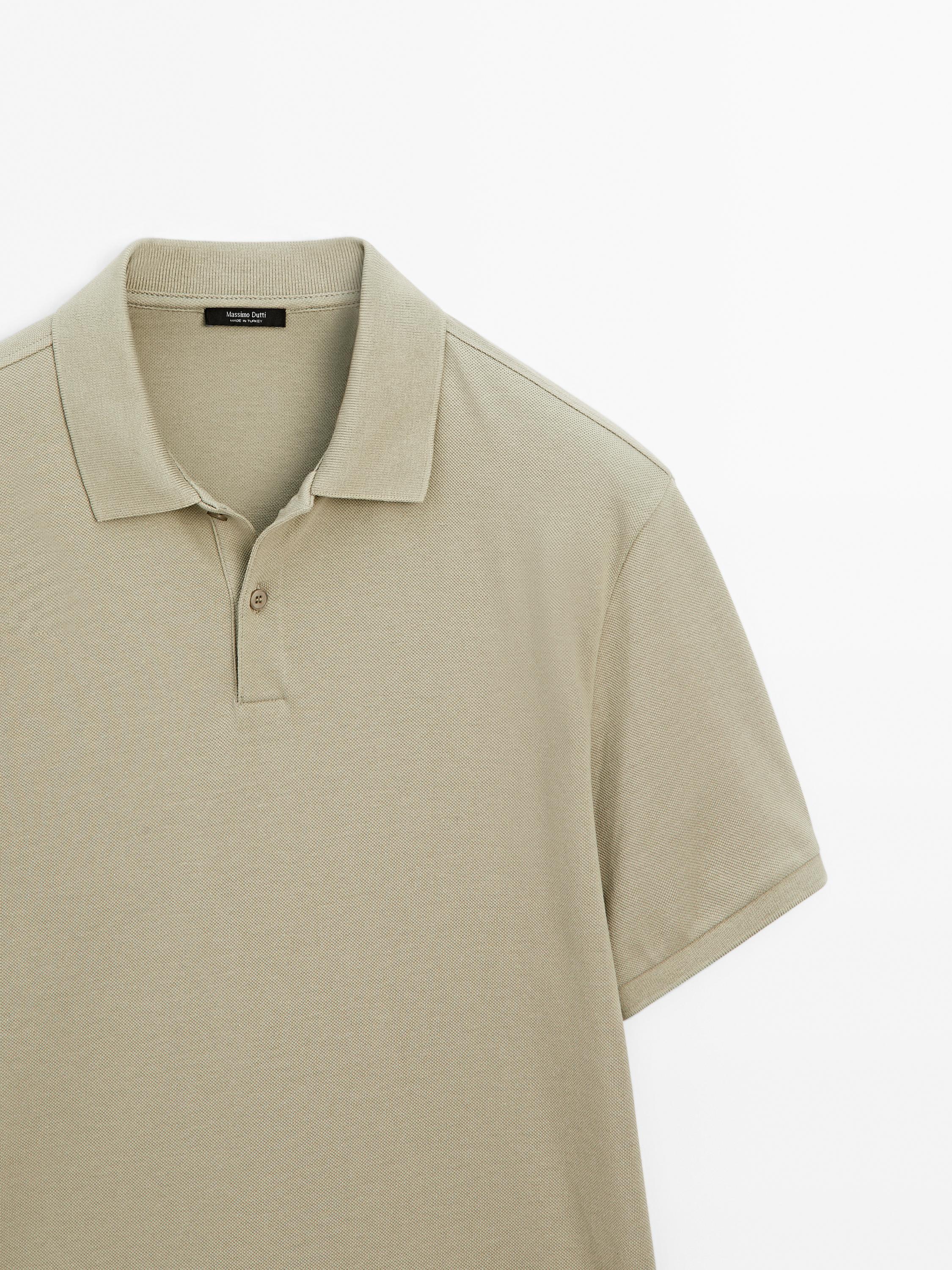 Micro textured piqué cotton polo shirt