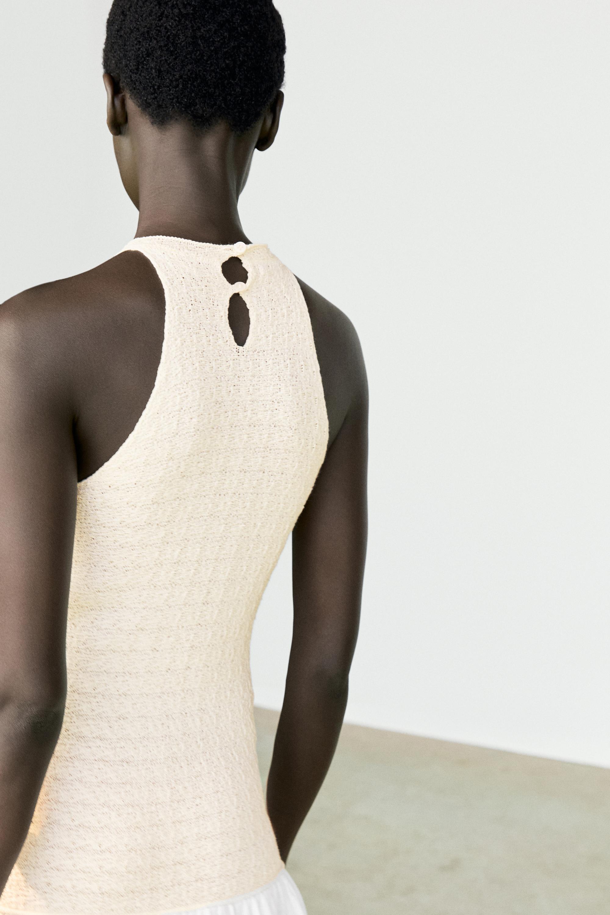 Combined halter midi dress — CREAM