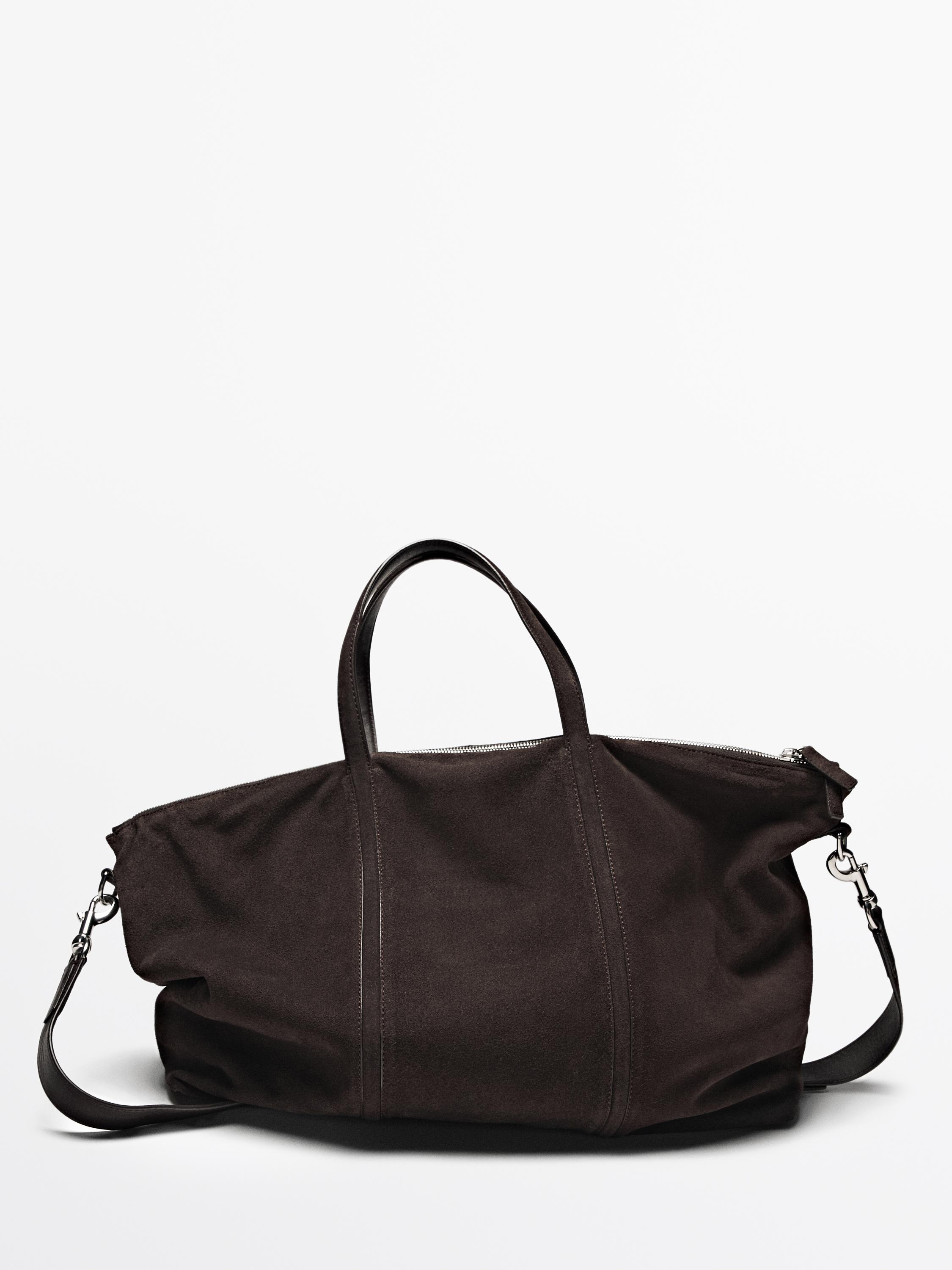 Split suede leather travel bag