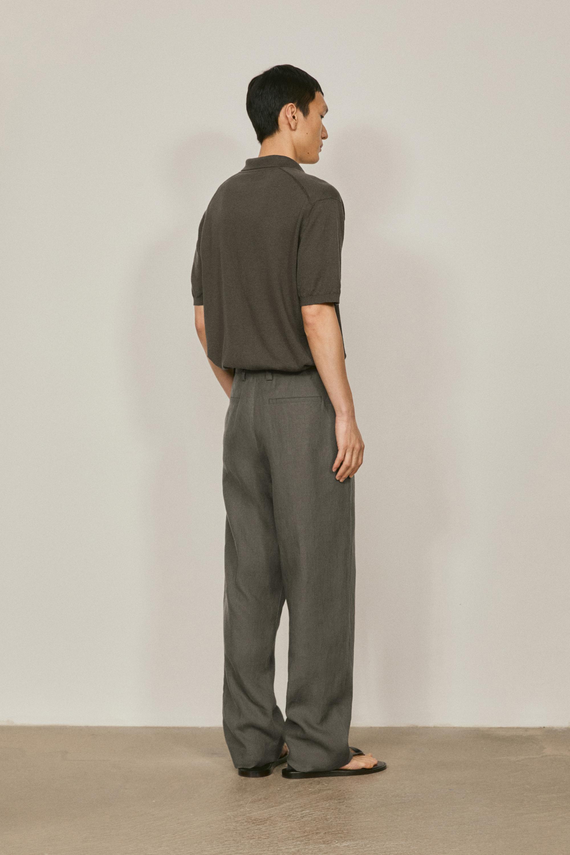 Linen suit trousers — DARK GREEN