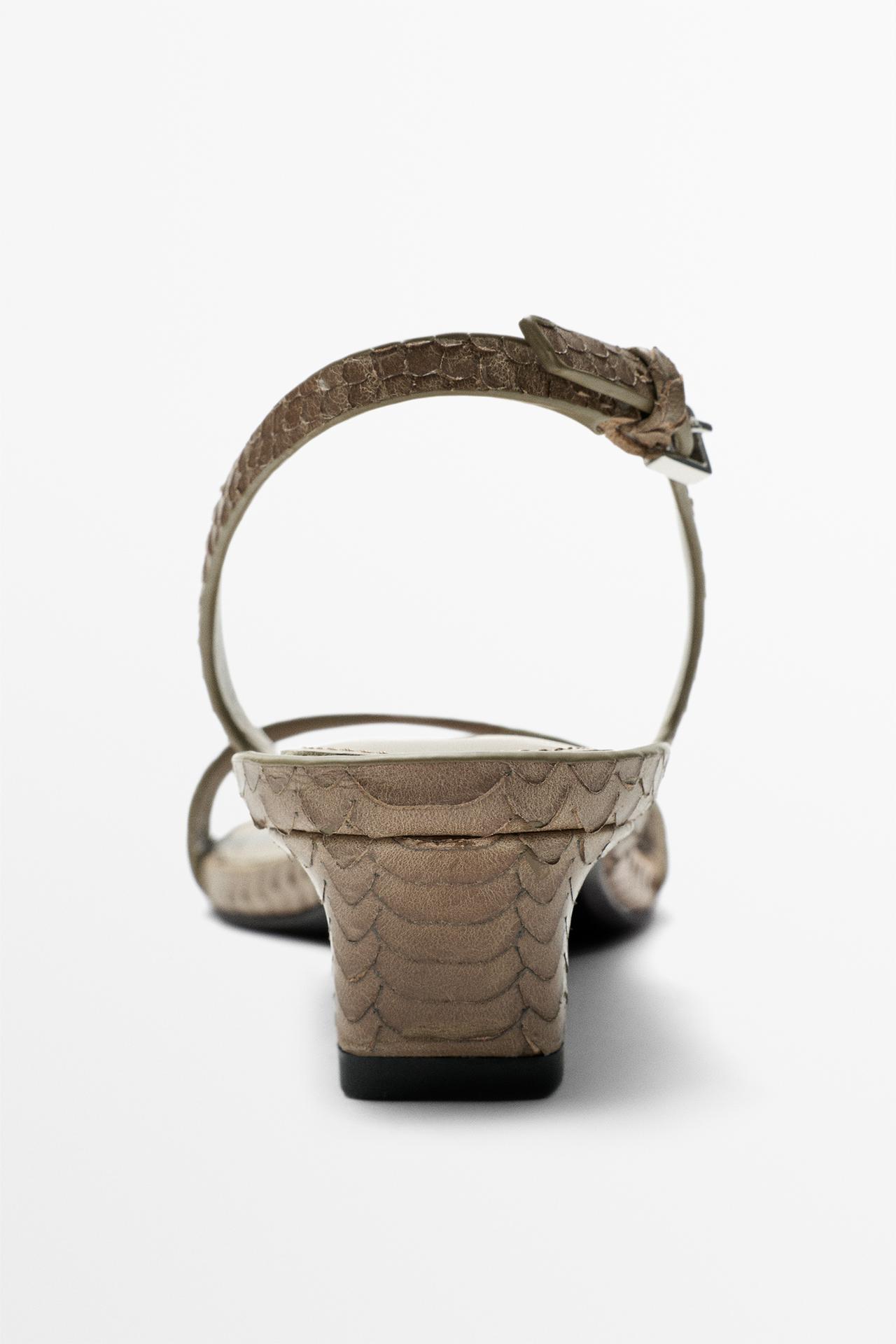 High-heel sandals in embossed leather — ANIMAL PRINT