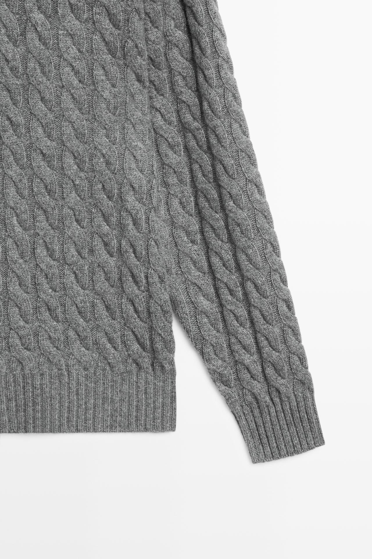 Cable-knit cashmere polo sweater — ANTHRACITE GREY