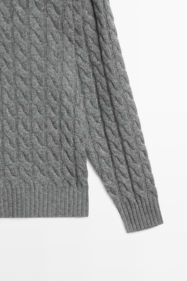 Cable-knit cashmere polo sweater — ANTHRACITE GREY 7