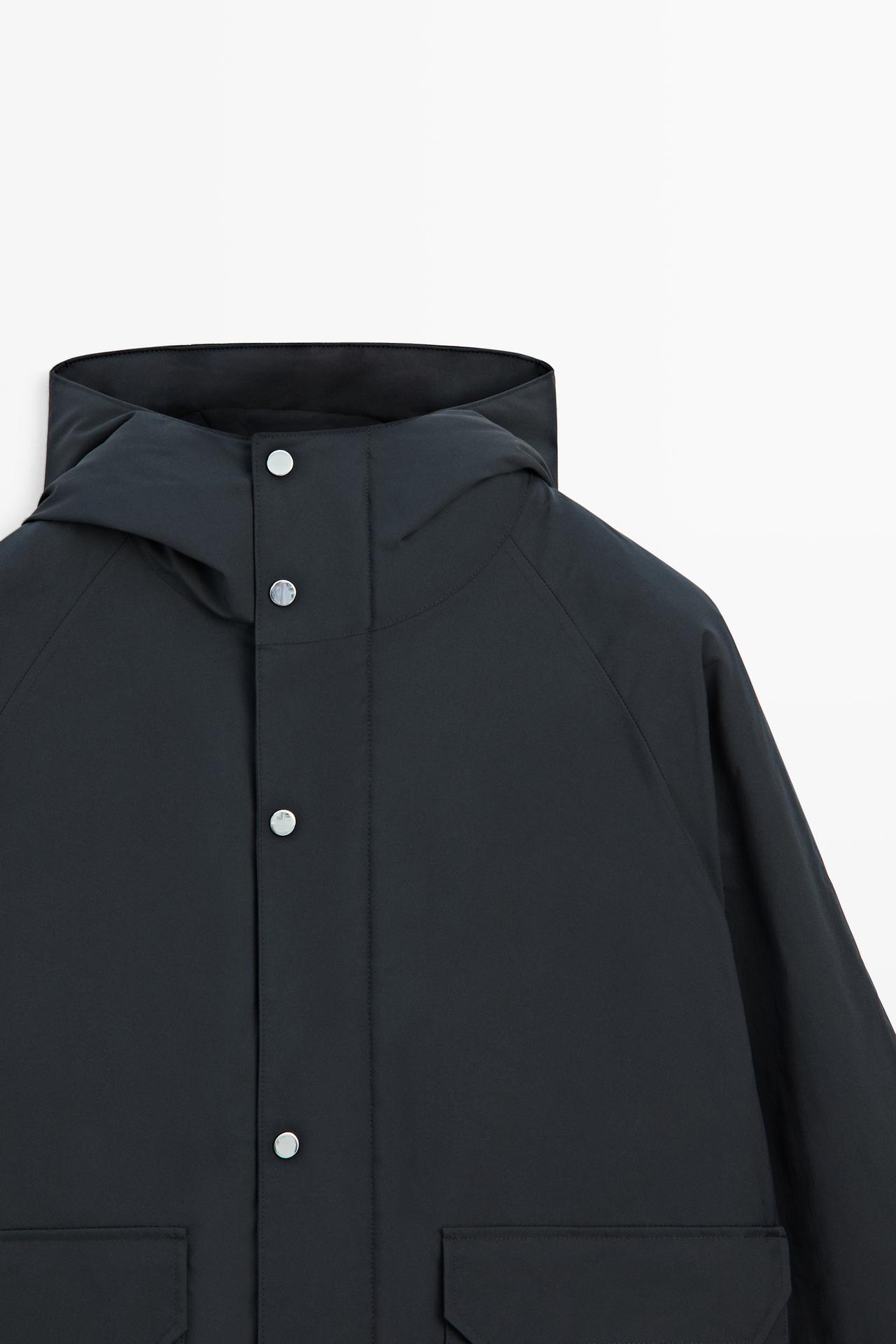 Short quilted parka with pocket details — NAVY BLUE