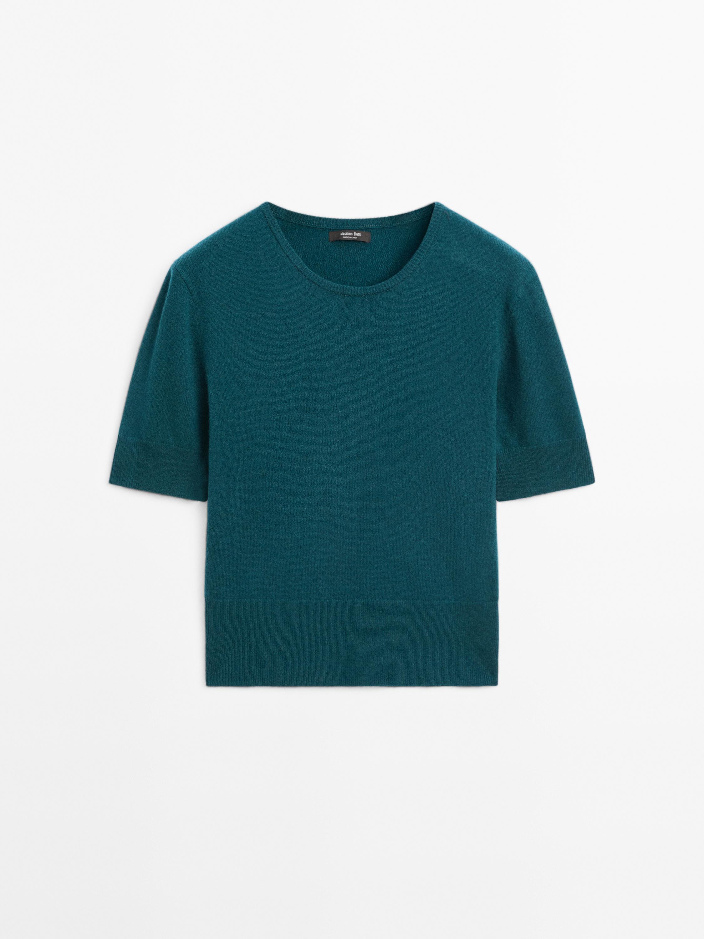 Short sleeve wool blend sweater