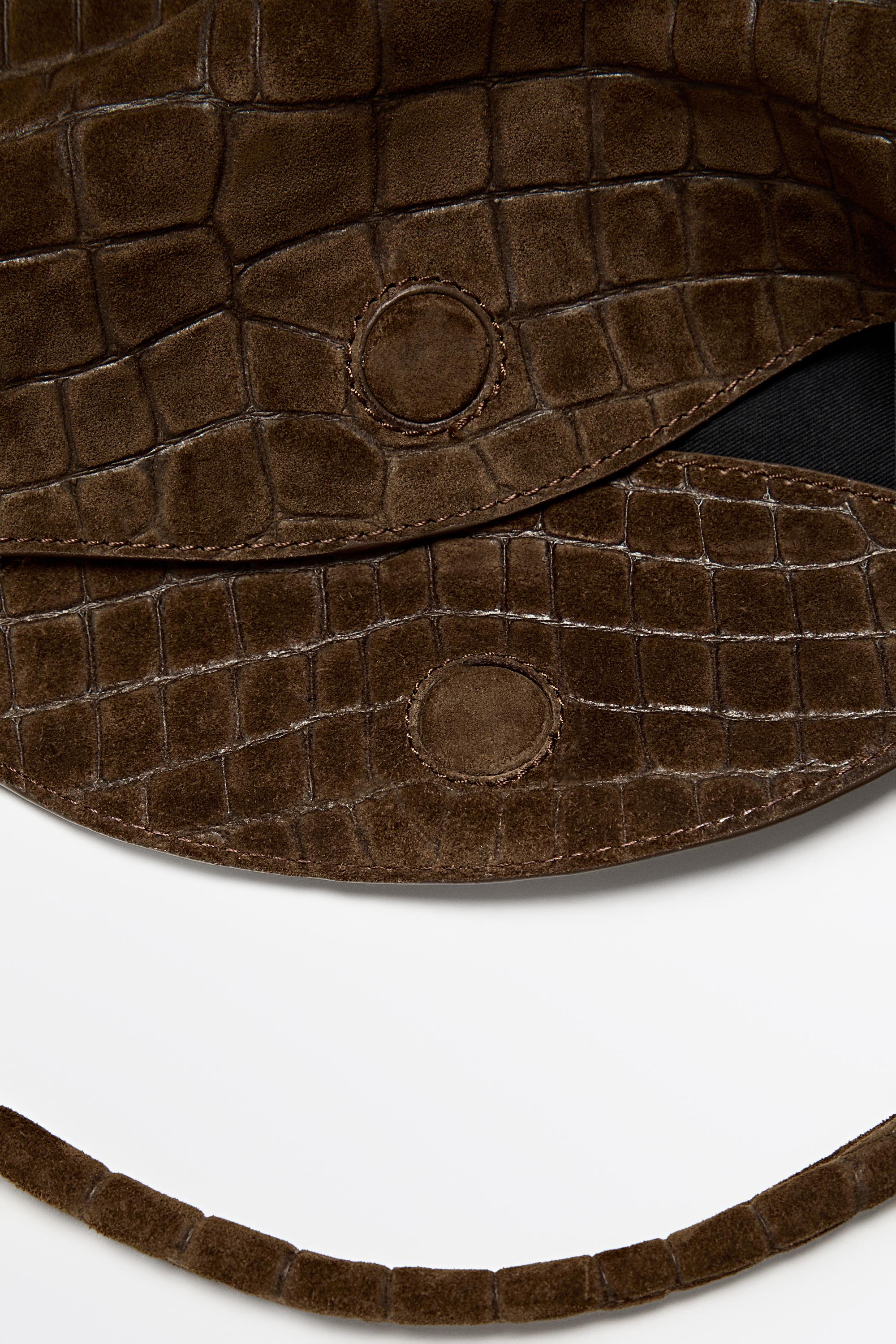 Split suede leather slouchy mini bag — LEATHER
