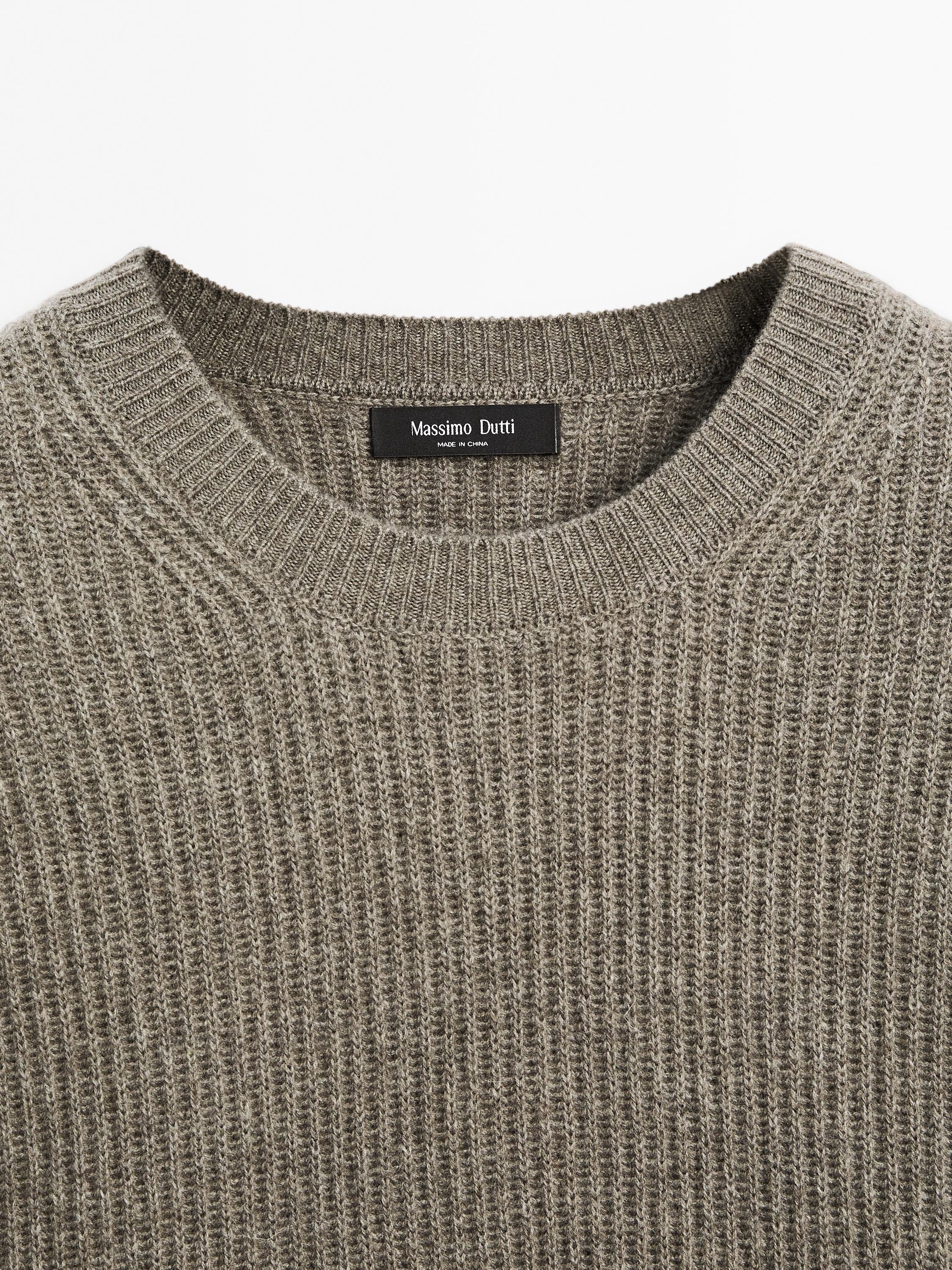 100% cashmere ribbed knit sweater