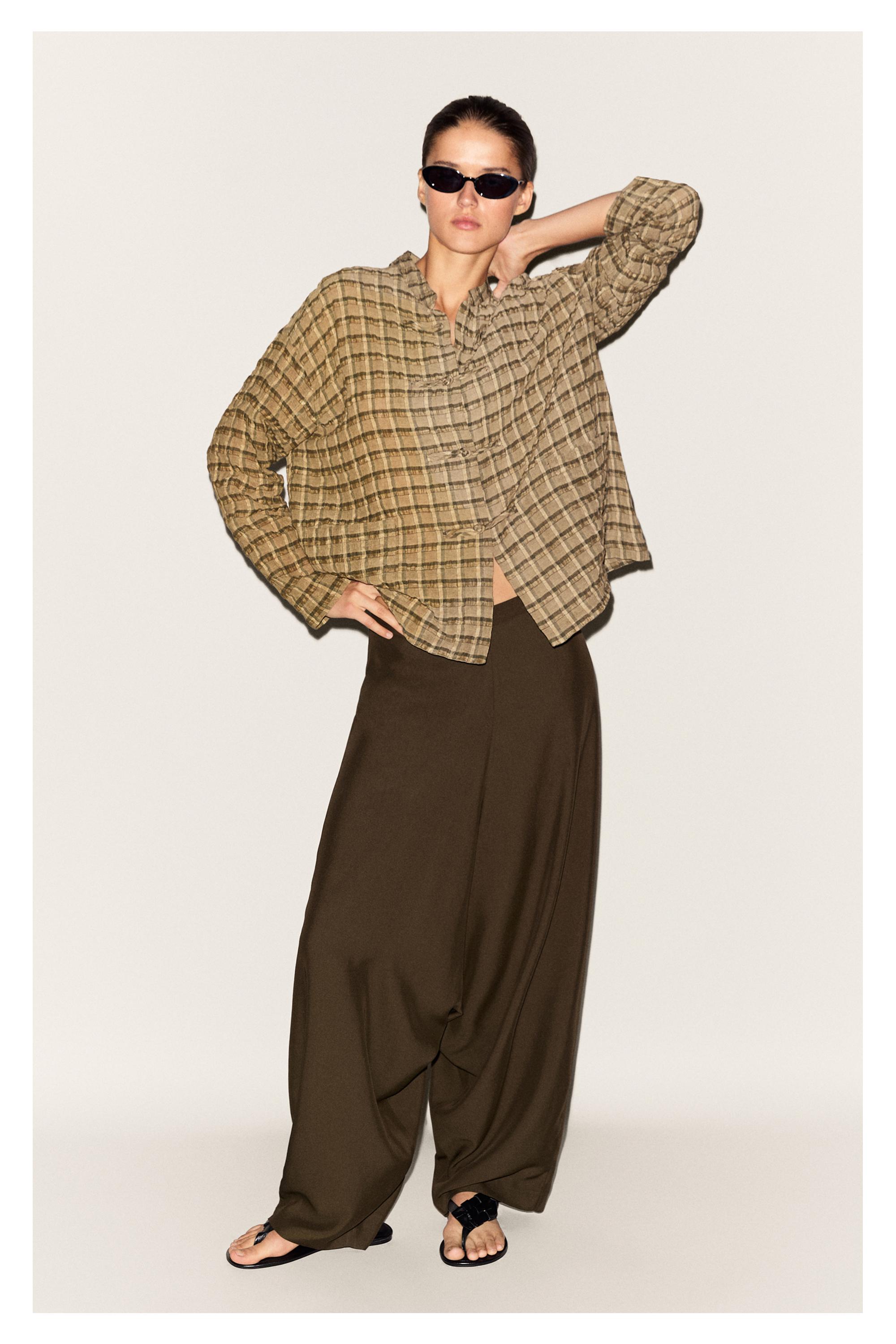 Flowing checkered shirt — MUSTARD YELLOW