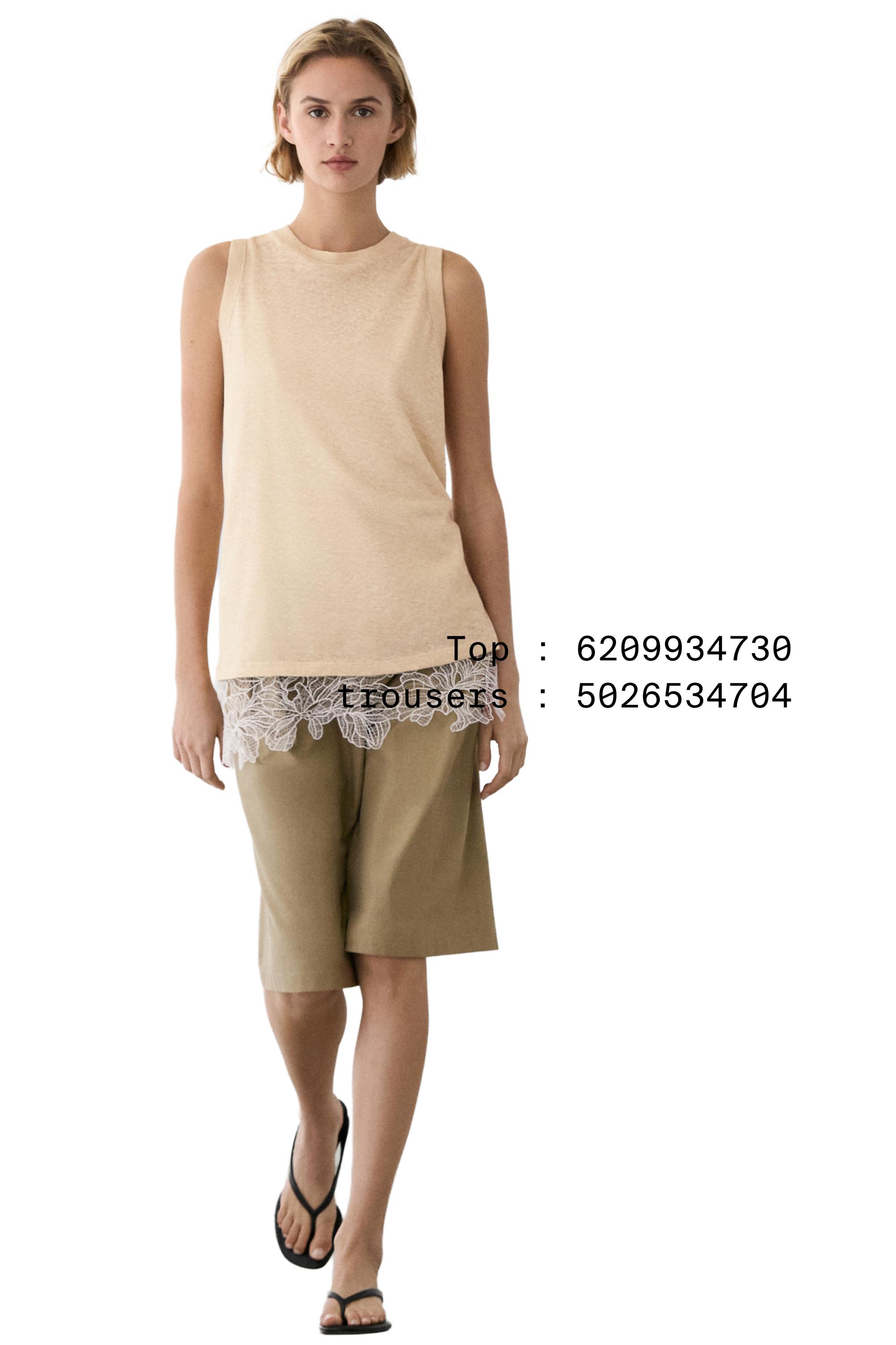 Sleeveless top with lace detail — Washed